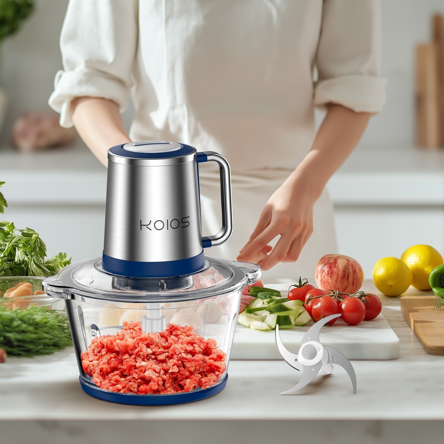 500W Electric Food Chopper Electric Stainless Steel Processor Meat Grinder Mixer