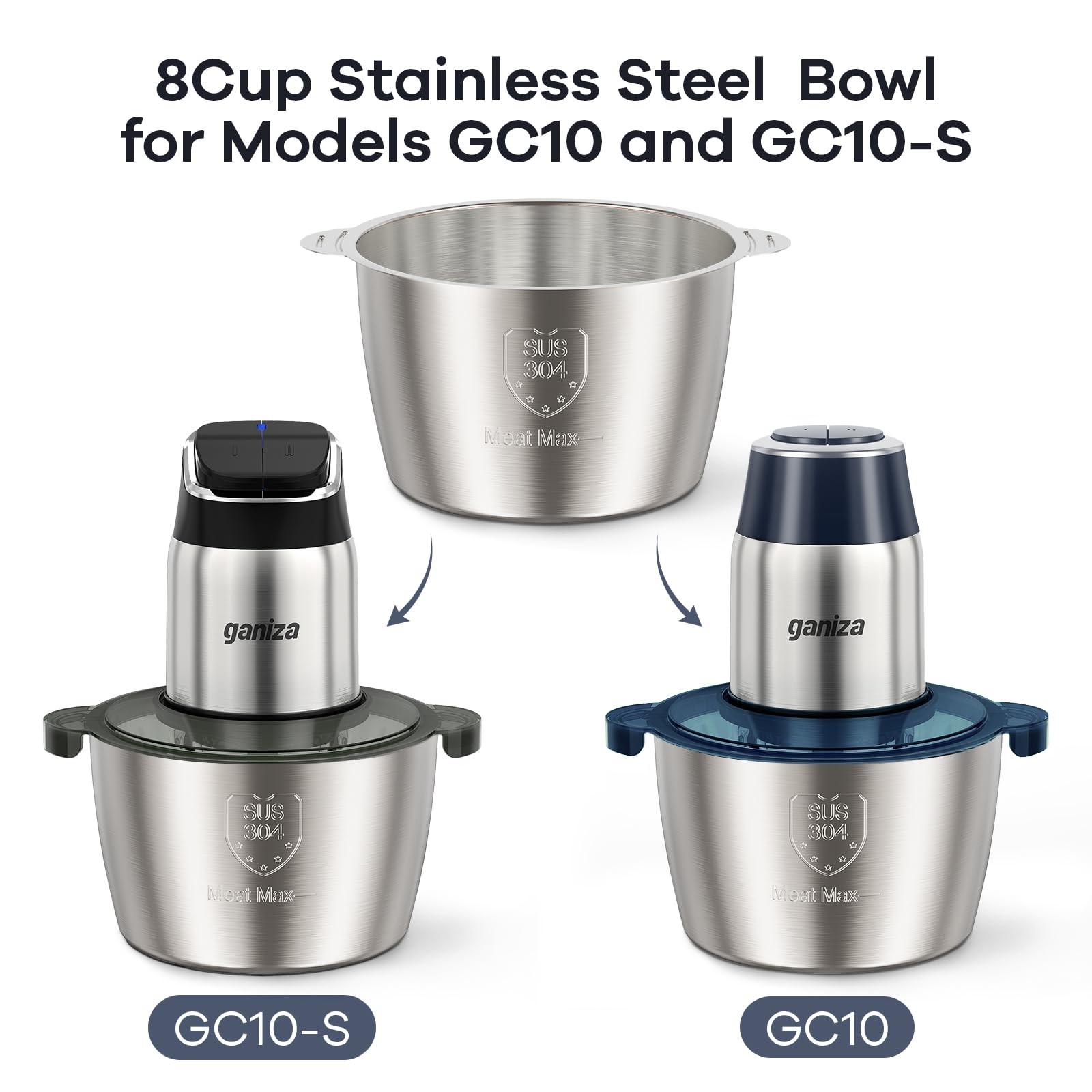 304 Stainless Steel Bowl Compatible With GC10 & GC10S Food Processor