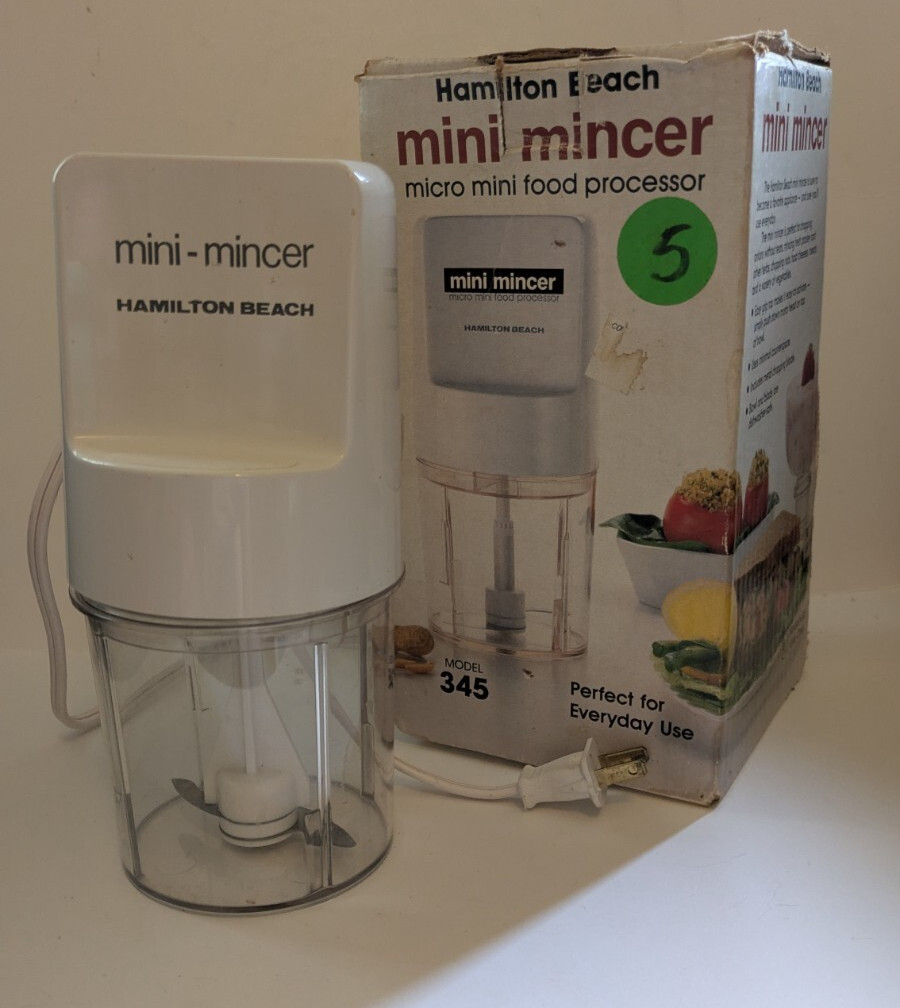 Hamilton Beach MINI MINCER Micro Food Processor White w/ Box Model 345 USA FLAW
