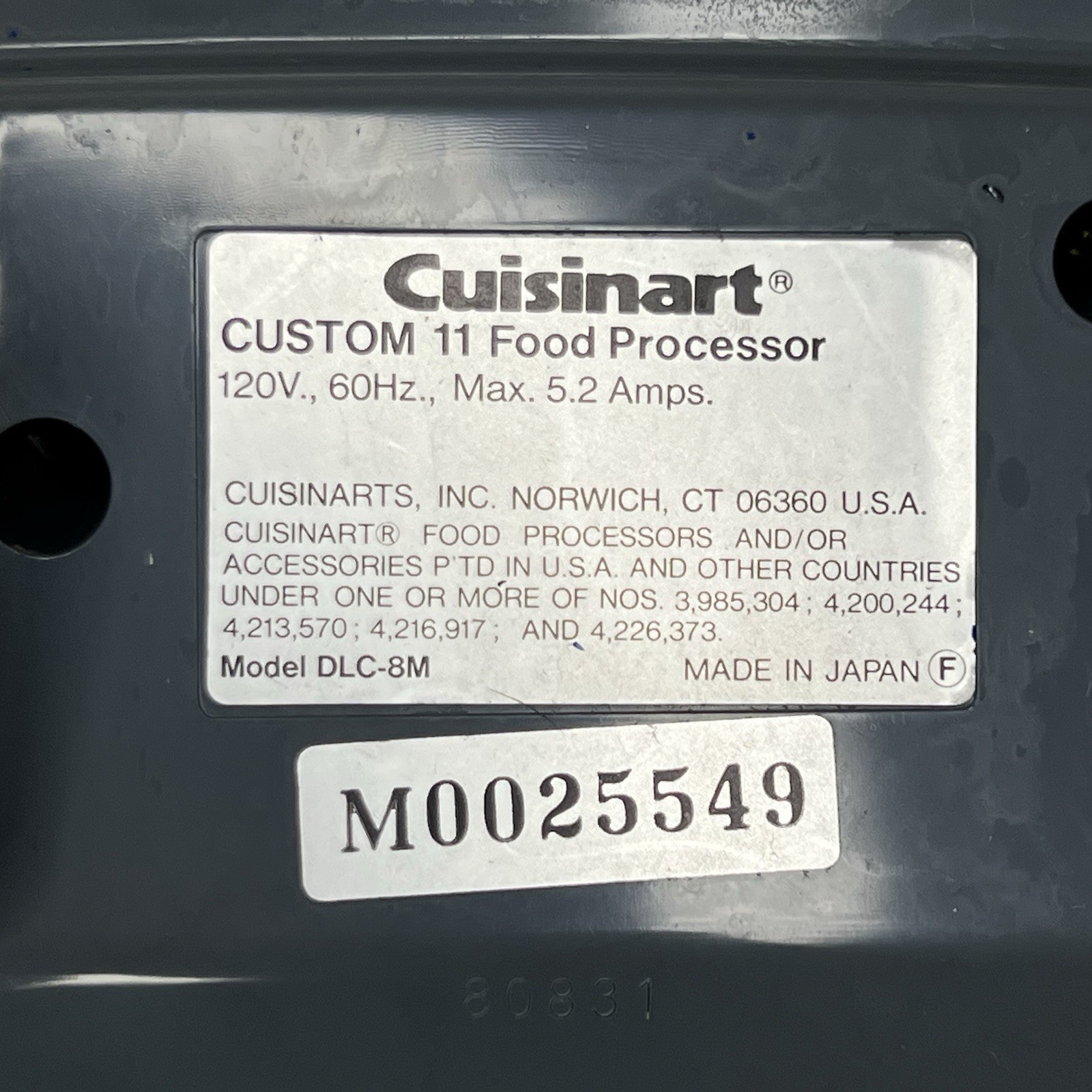 Cuisinart Pro Custom 11 Motor BASE ONLY White Food Processor DLC-8M Working