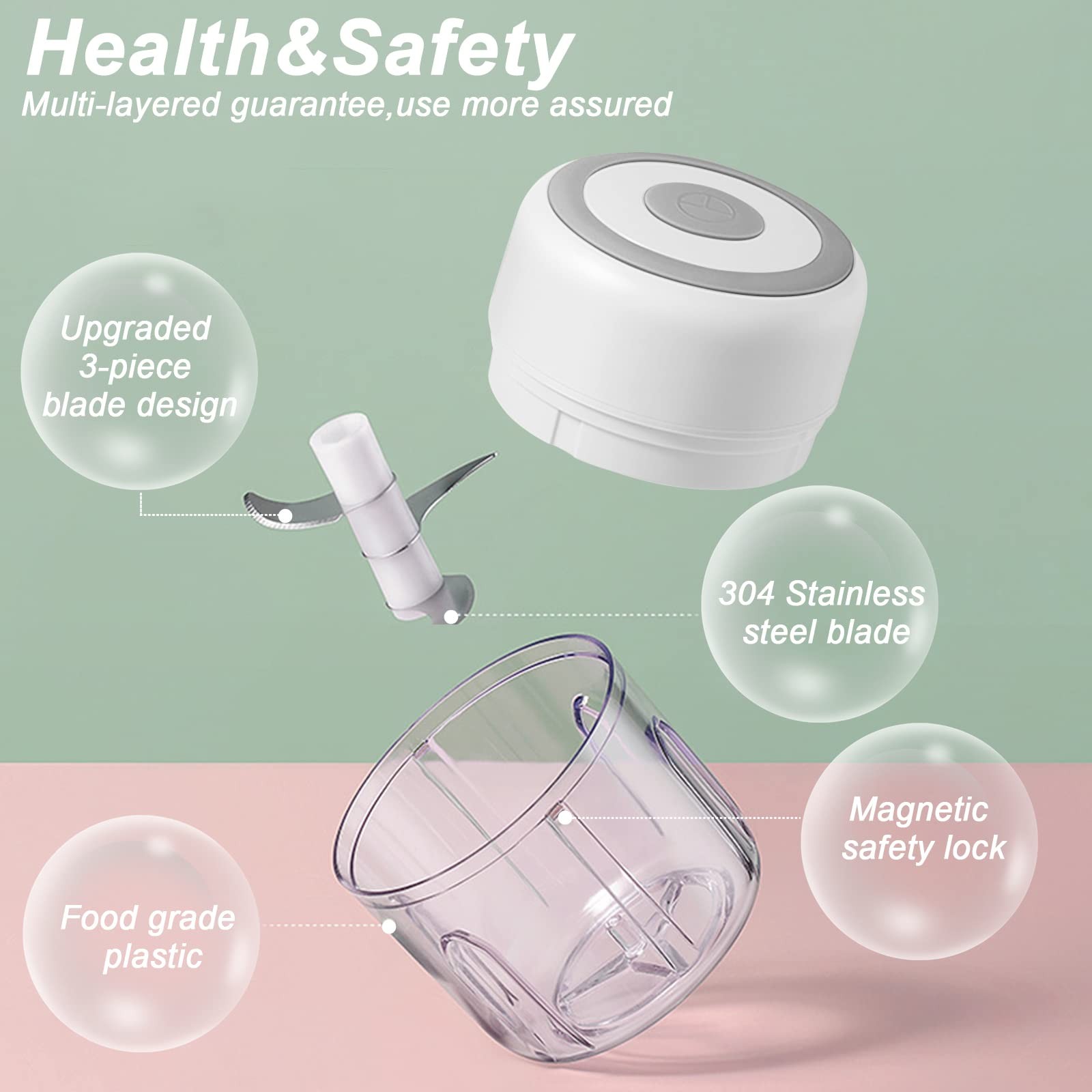 Electric Garlic Chopper, 250ML Vegetable Chopper, Food Chopper, USB Mini Garl…