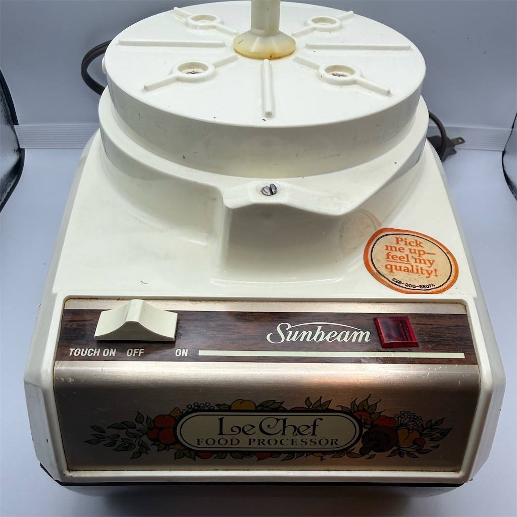 Vintage Sunbeam Le Chef Food Processor Base w/ Bowl Lid Feed Tube Touch