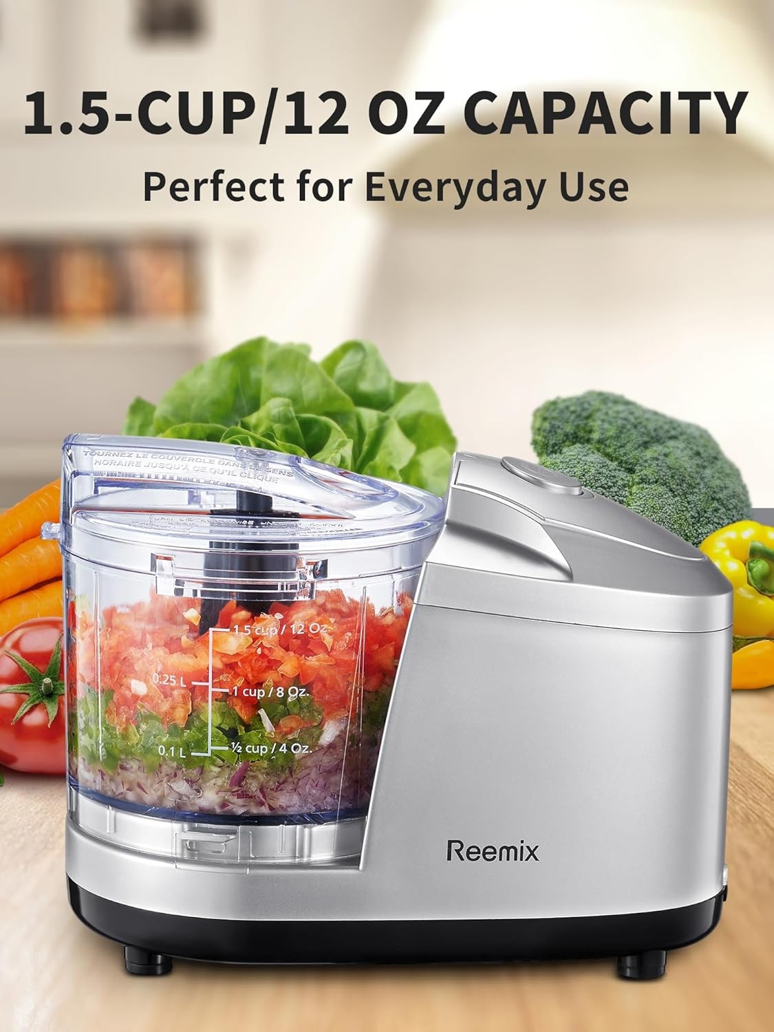 1.5-Cup One-Touch Electric Food Chopper 100W Mini Food Processor Meat Grinder
