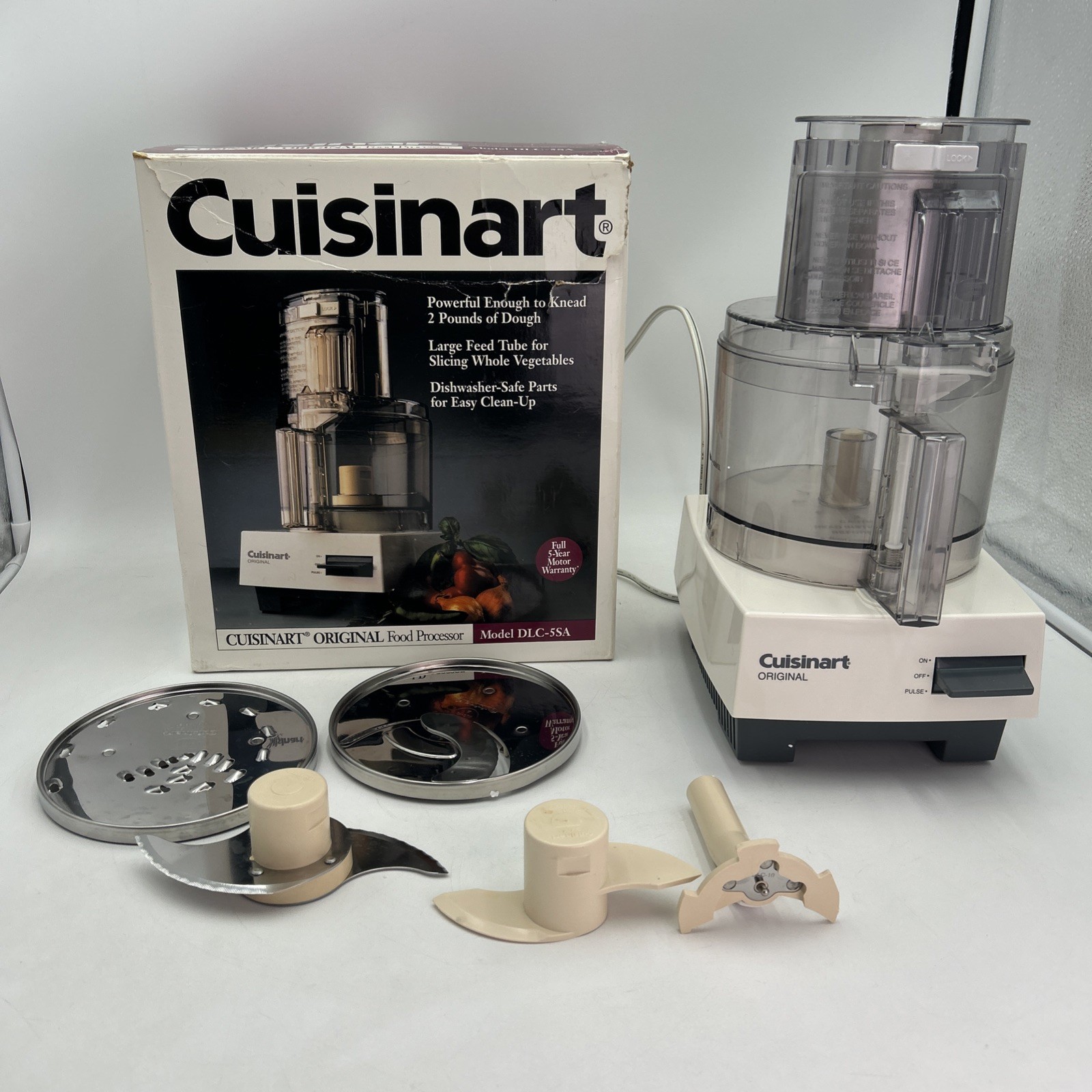 Cuisinart DLC 5SA Original Food Processor 7 Cup White Tested Works 1994