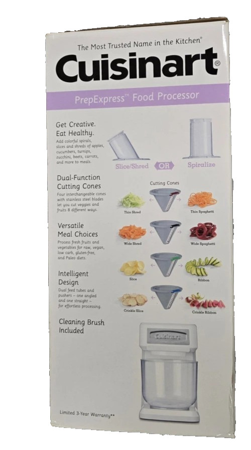 Cuisinart Food Processor PrepExpress Slicer/Shredder/Spiralizer SSL100 – NEW