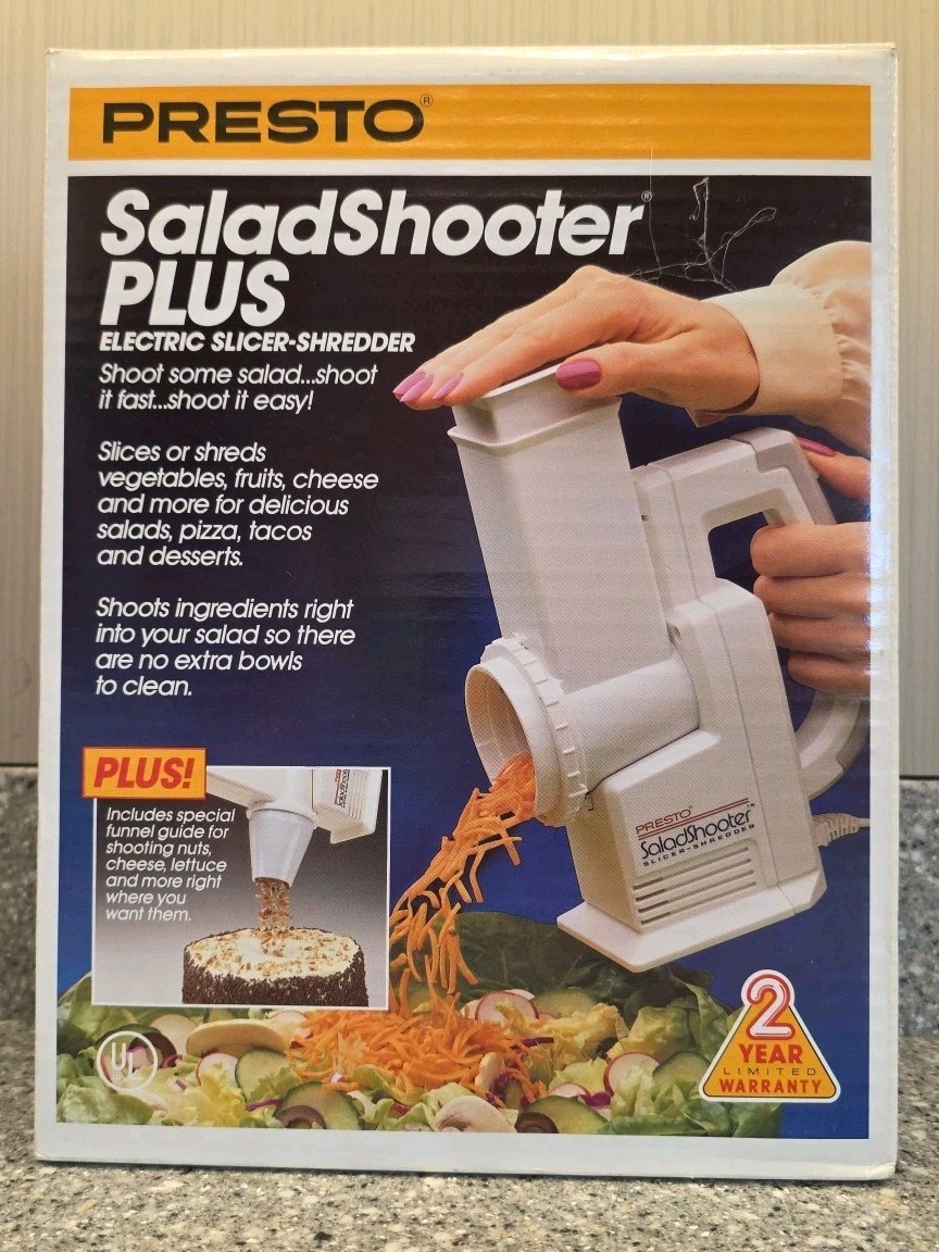 Presto Salad Shooter Plus Funnel Guide Electric Slicer Shredder 02911 1988 Compl