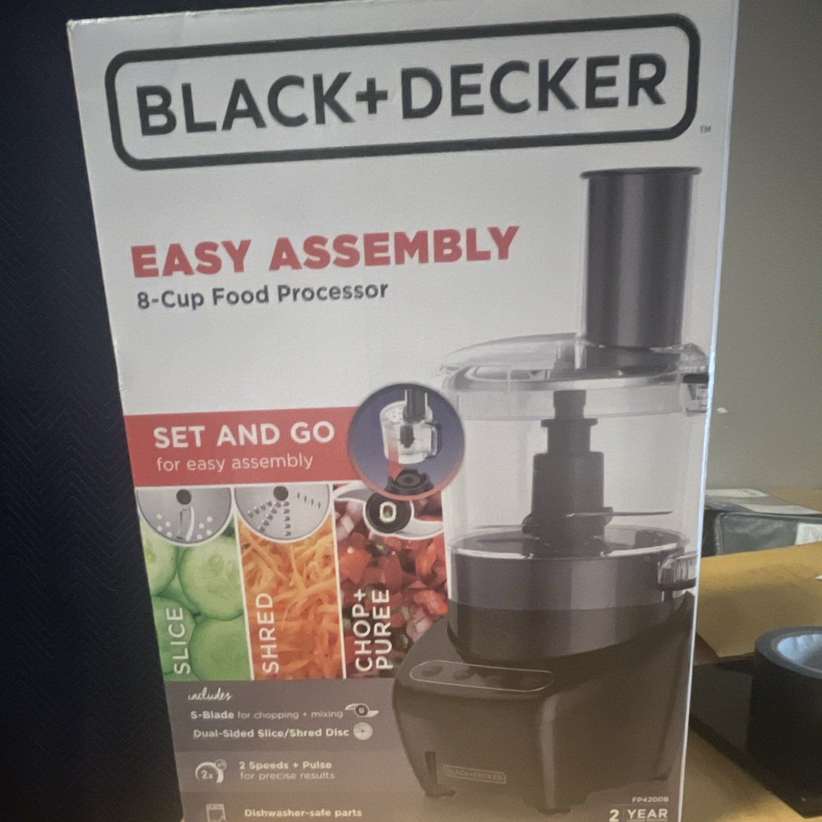BLACK+DECKER FP4200B 8-Cup 450W Food Processor Slice Shred Chop Puree