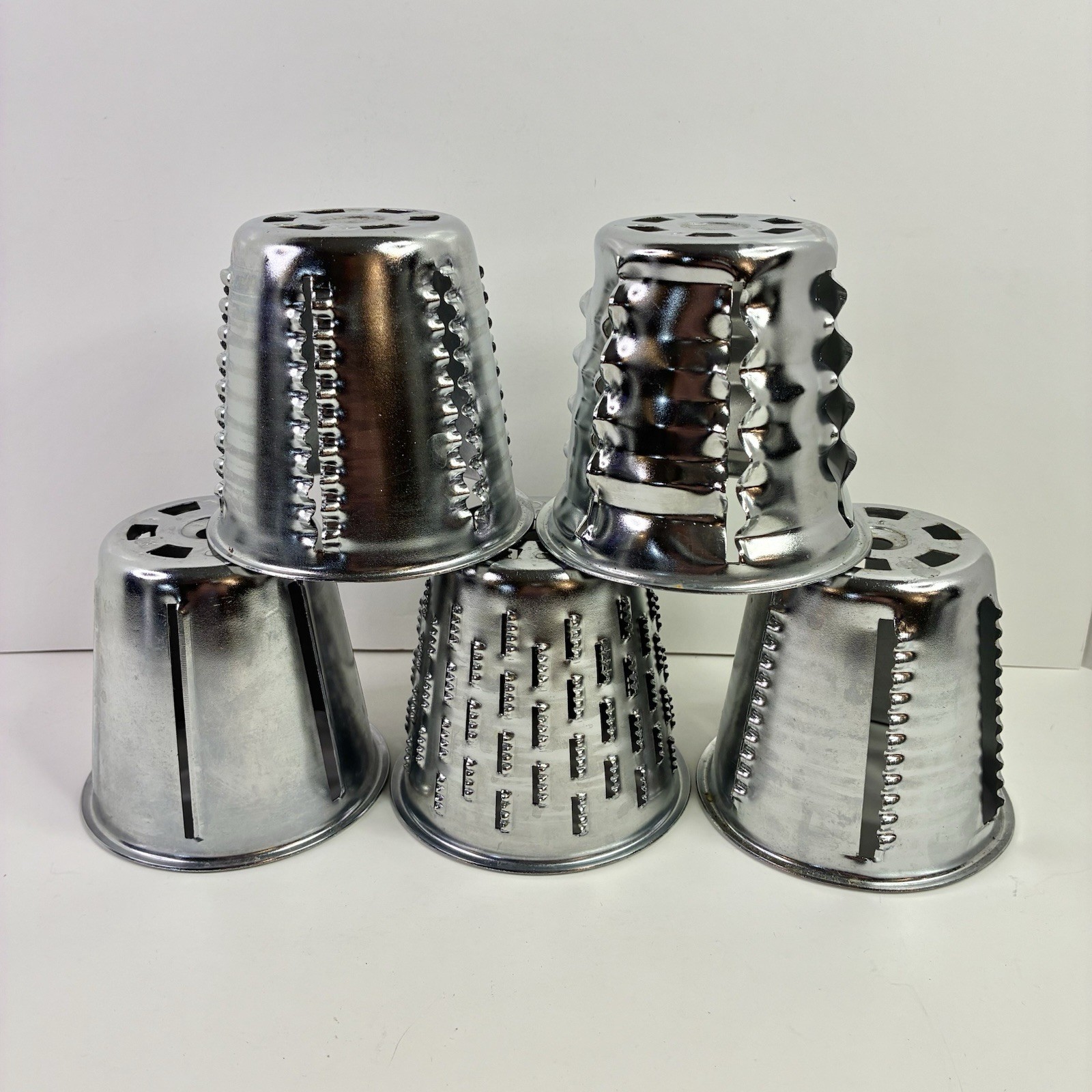 Vintage Manual Food Processor + 5 Blades Unbranded Made In USA Suction Cup *READ