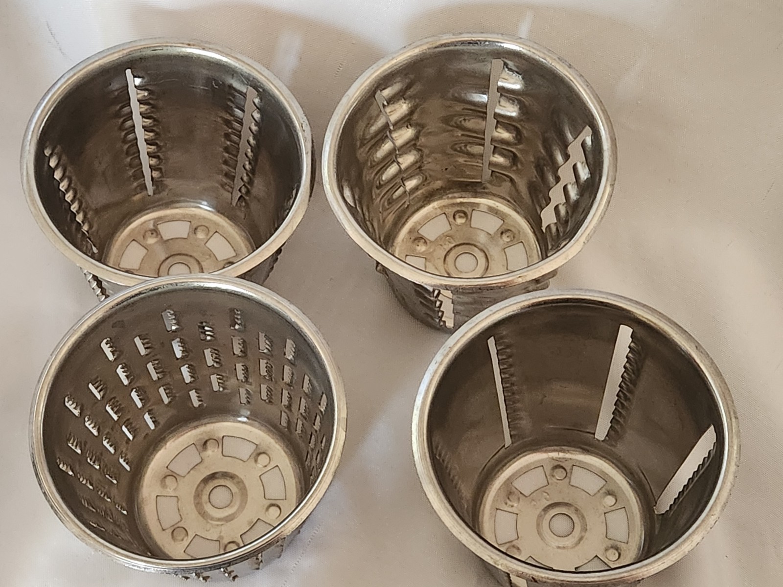 Set Of 4 Vintage Towncraft Cutter Food Processor Cones ONLY 1-G 2-G 3-G 5-G