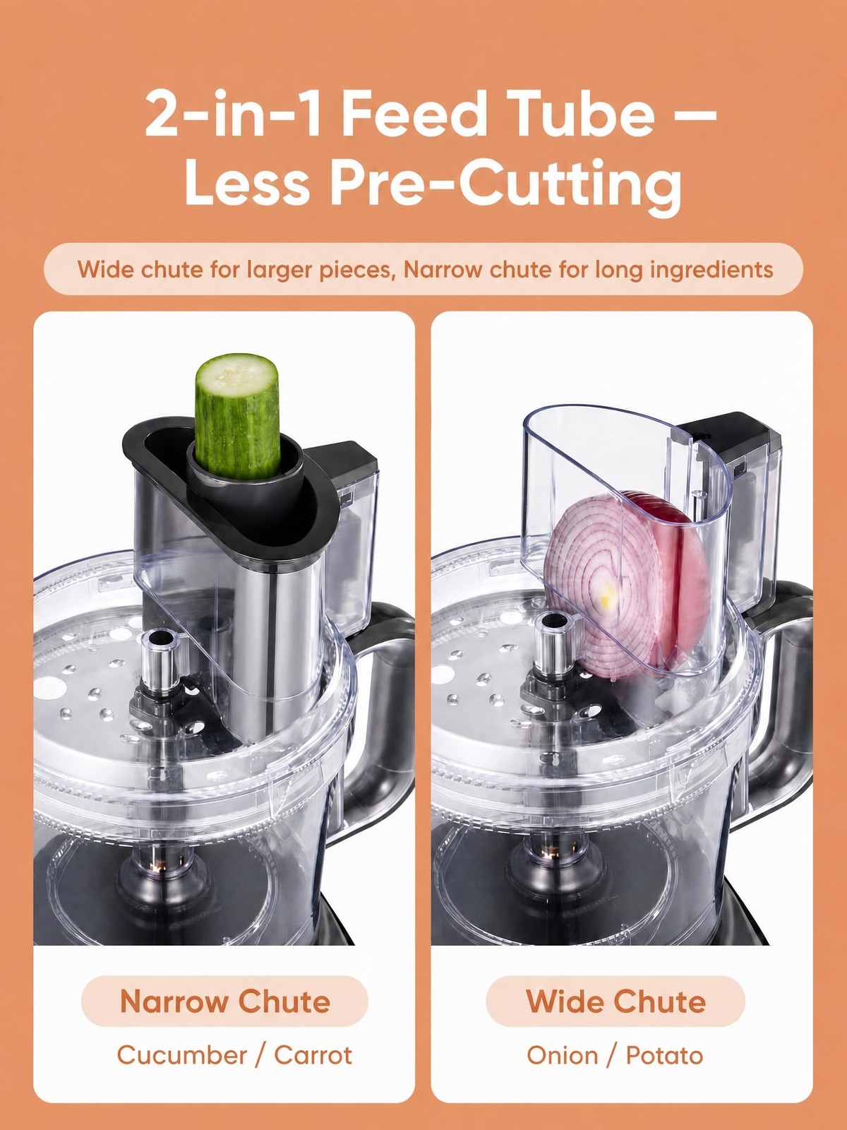 Food Processor, 12 Cup, 2-in-1 Feed Chute Food Chopper & Meat Grinder, 500 Wa…