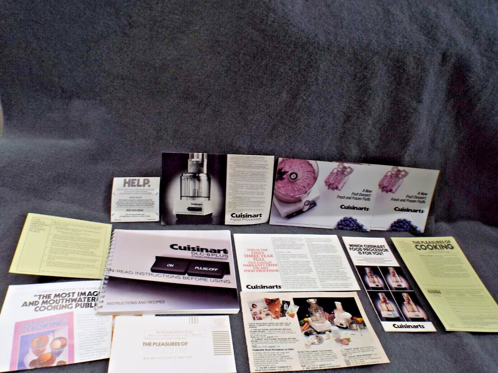 Cuisinart DLC-8 Food Processor Book Manual Instructions Blades Attachment Recipe