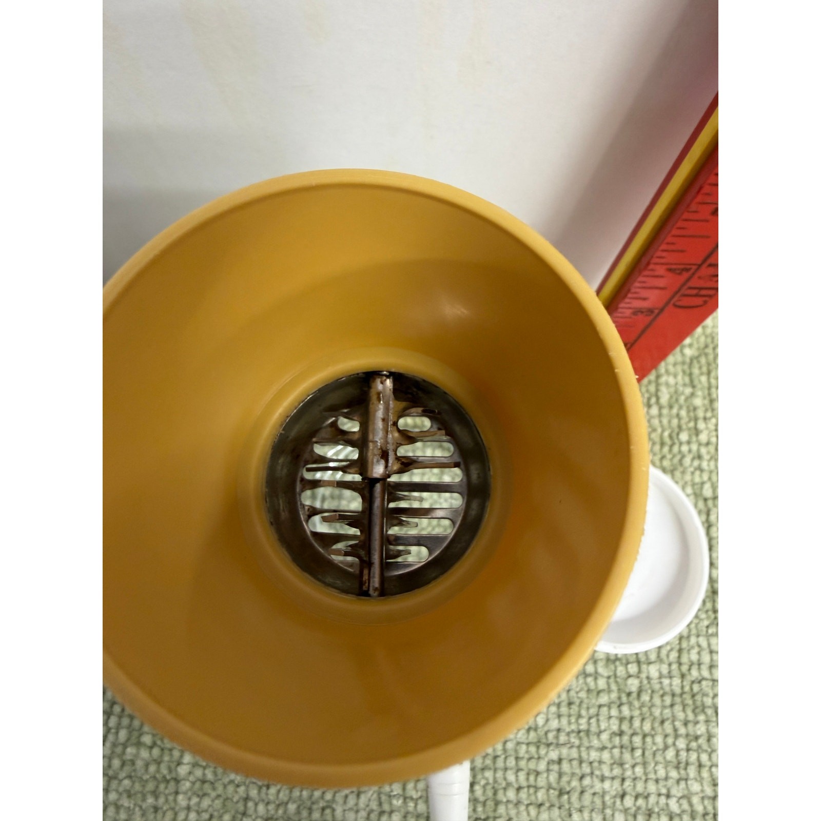 Vintage Federal Housewares Nut Grinder MCM Yellow Glass Jar Hand Crank