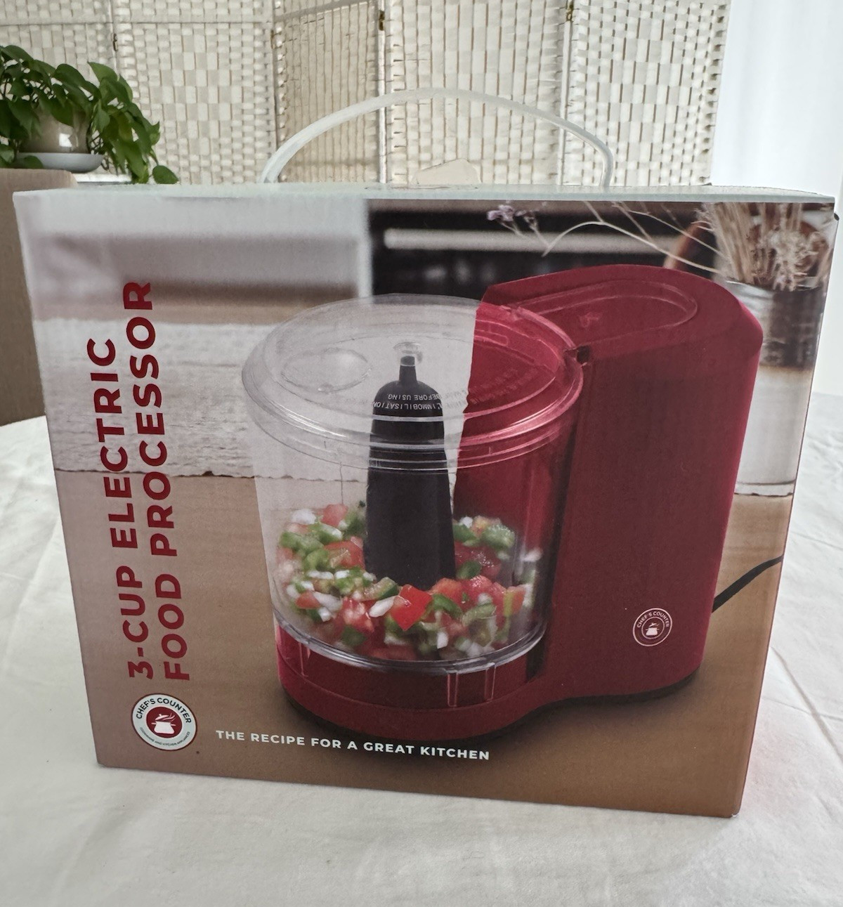 Chef’s Counter 3-Cup Electric Mini Food Processor Red/Clear CC-526-RDBK