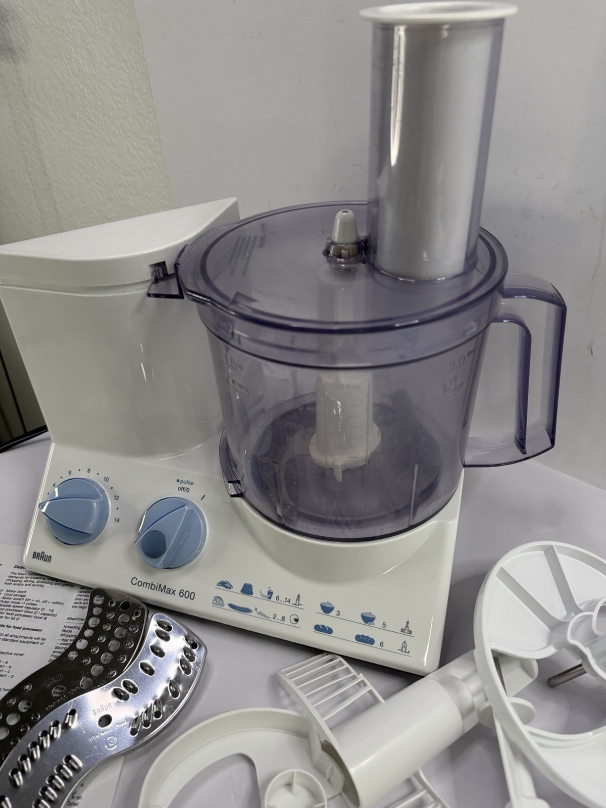 Braun CombiMax 600 K800 Food Processor Tested Clean Multi Slicer Blades Parts