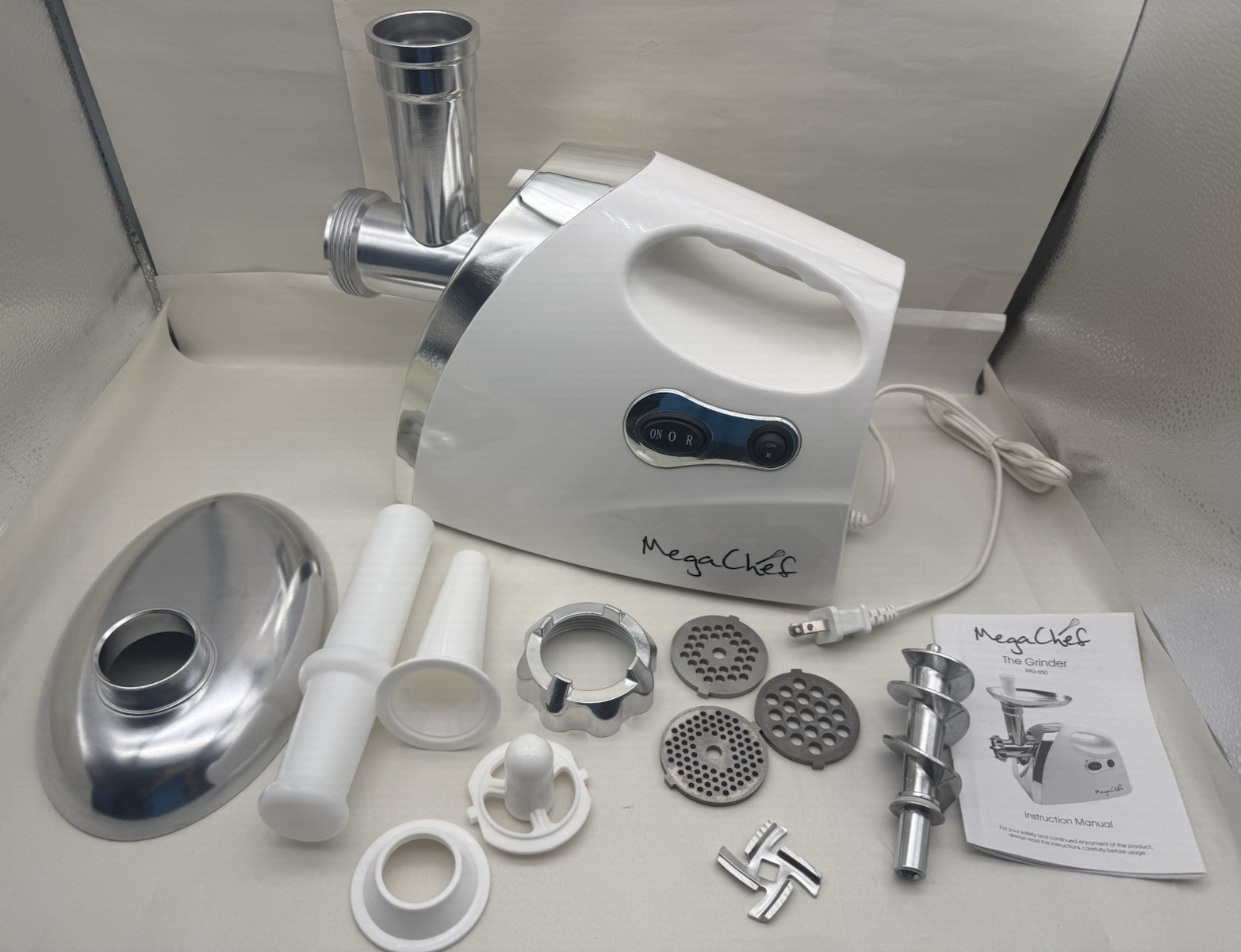 Mega Chef MG650 1200 Watt 110V Powerful Automatic Meat Grinder Stainless *READ