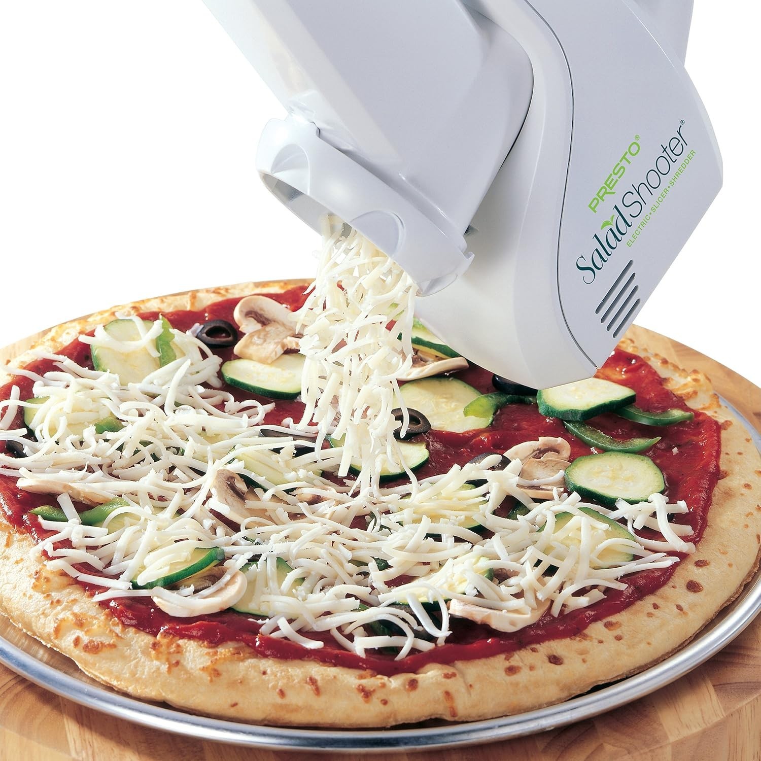 Modern Compact Salad Shooter Electric Slicer/Shredder for Easy Storage White