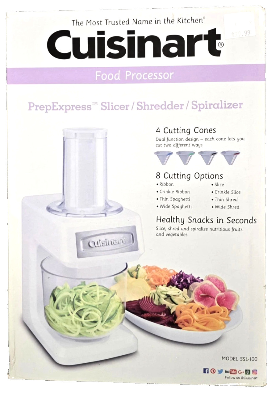 Cuisinart Food Processor PrepExpress Slicer/Shredder/Spiralizer SSL100 – NEW