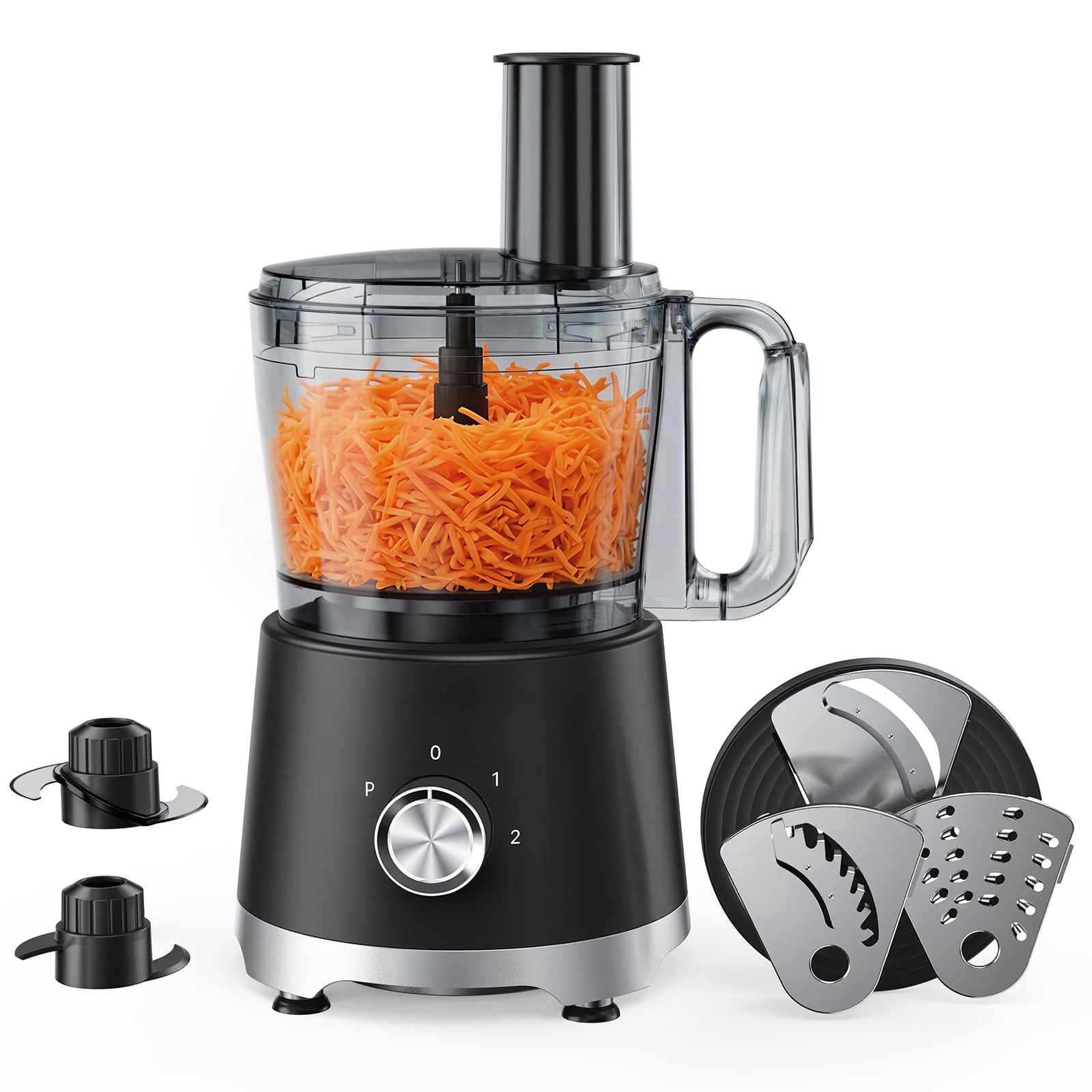 12-Cup Food Processor Vegetable Chopper Stack Design 450W Stainless Steel Blades
