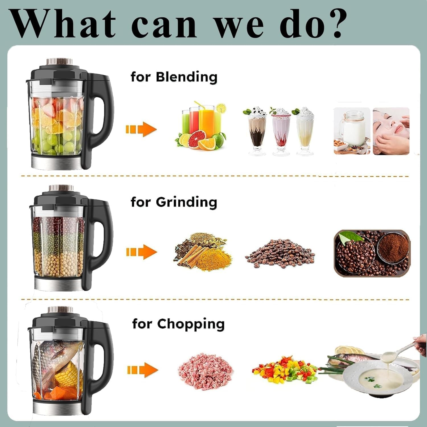 Food Processor Blender Combo, 60oz 1200W All-in-One Kitchen Machine