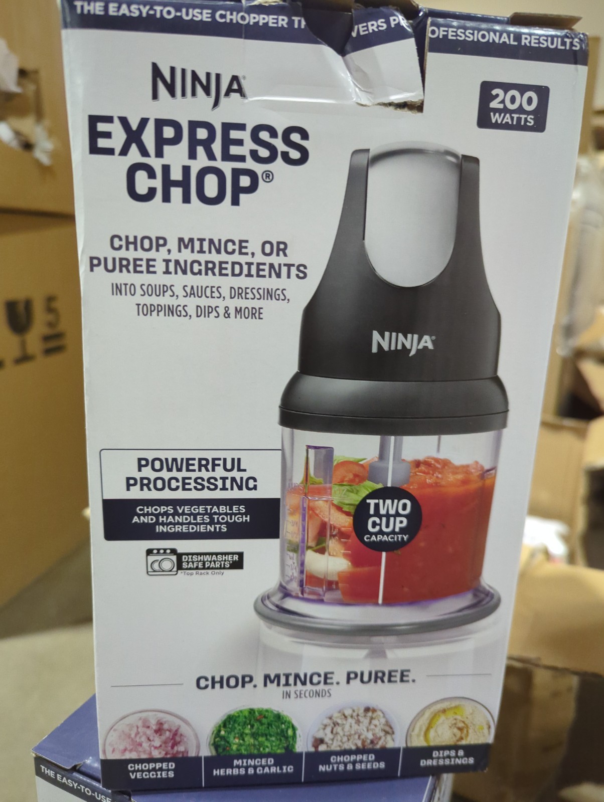 Ninja NJ100GR Express Chop Manual Food Processor 16oz Gray