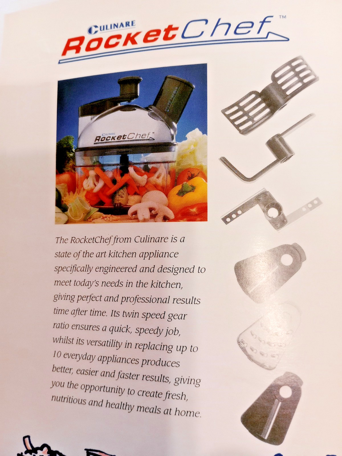 ROCKET CHEF TWO SPEED FOOD PROCESSOR BY CULINARE 2014/BRAND NEW/WITHOUT ORIG BOX
