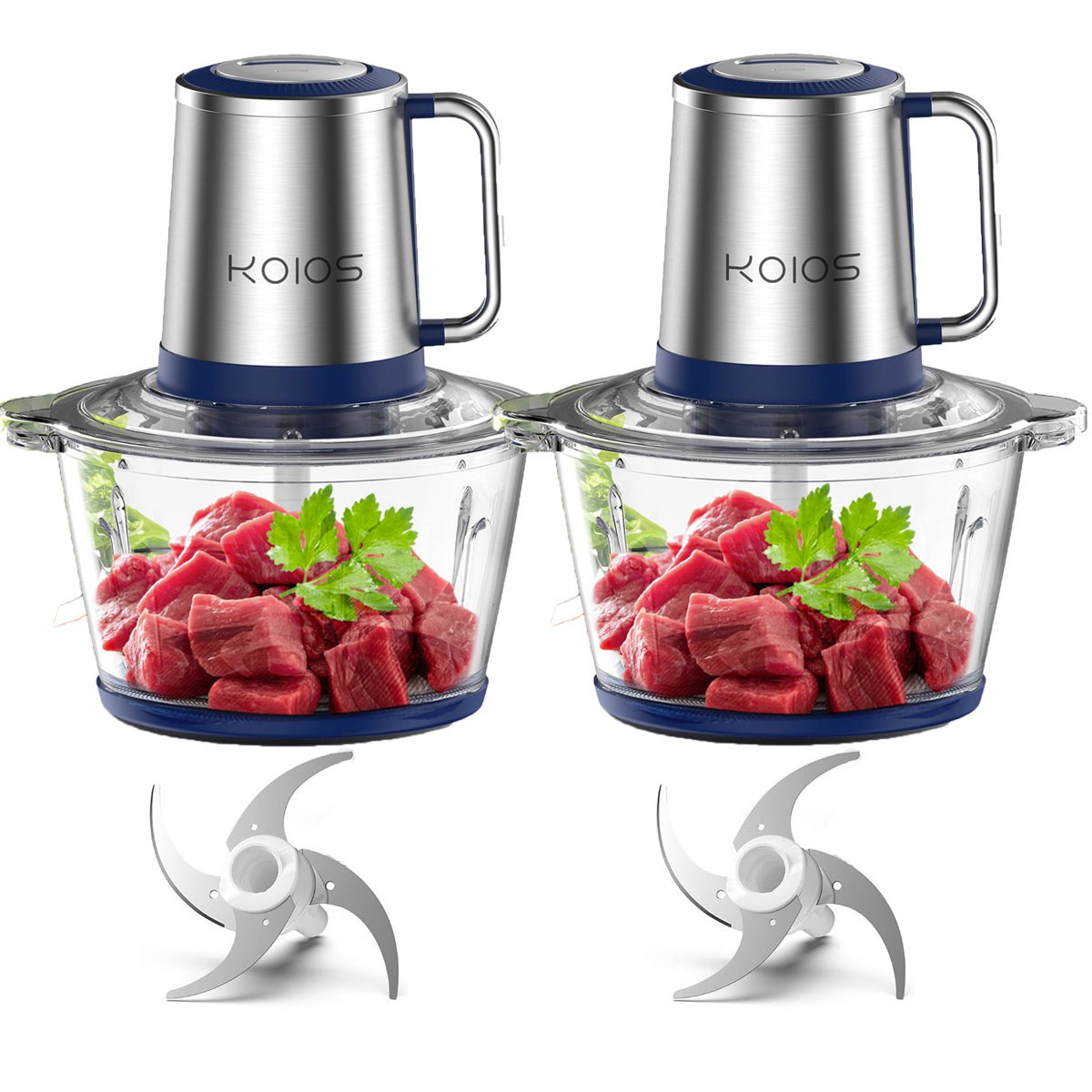 2Pcs 2L Electric Food Vege Chopper Food Processors Kitchen Meat Grinder Mixer