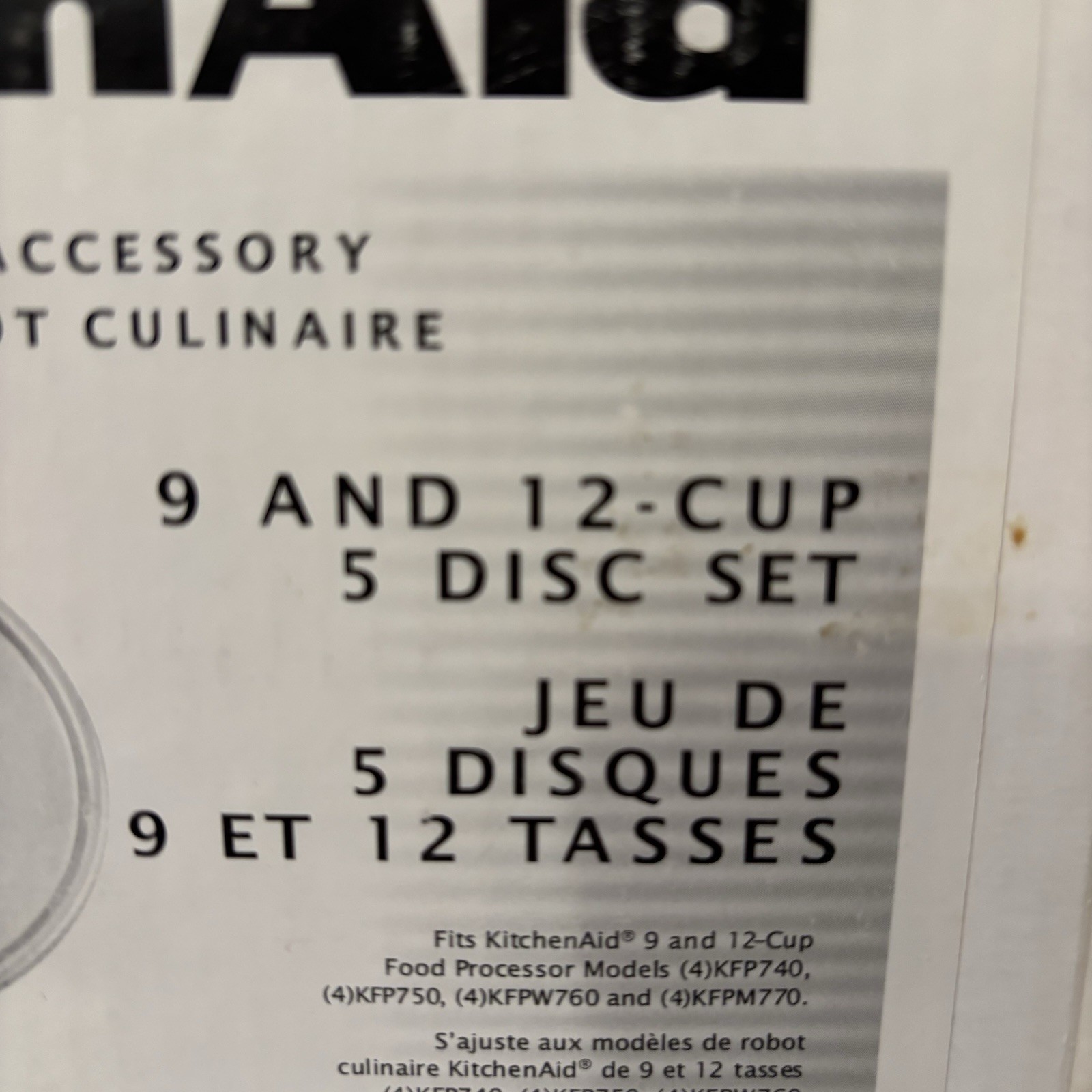 KitchenAid Food Processor 5 Disc Set KFP7DS For 9&12 Cup KFP740 750, KFPW760 770