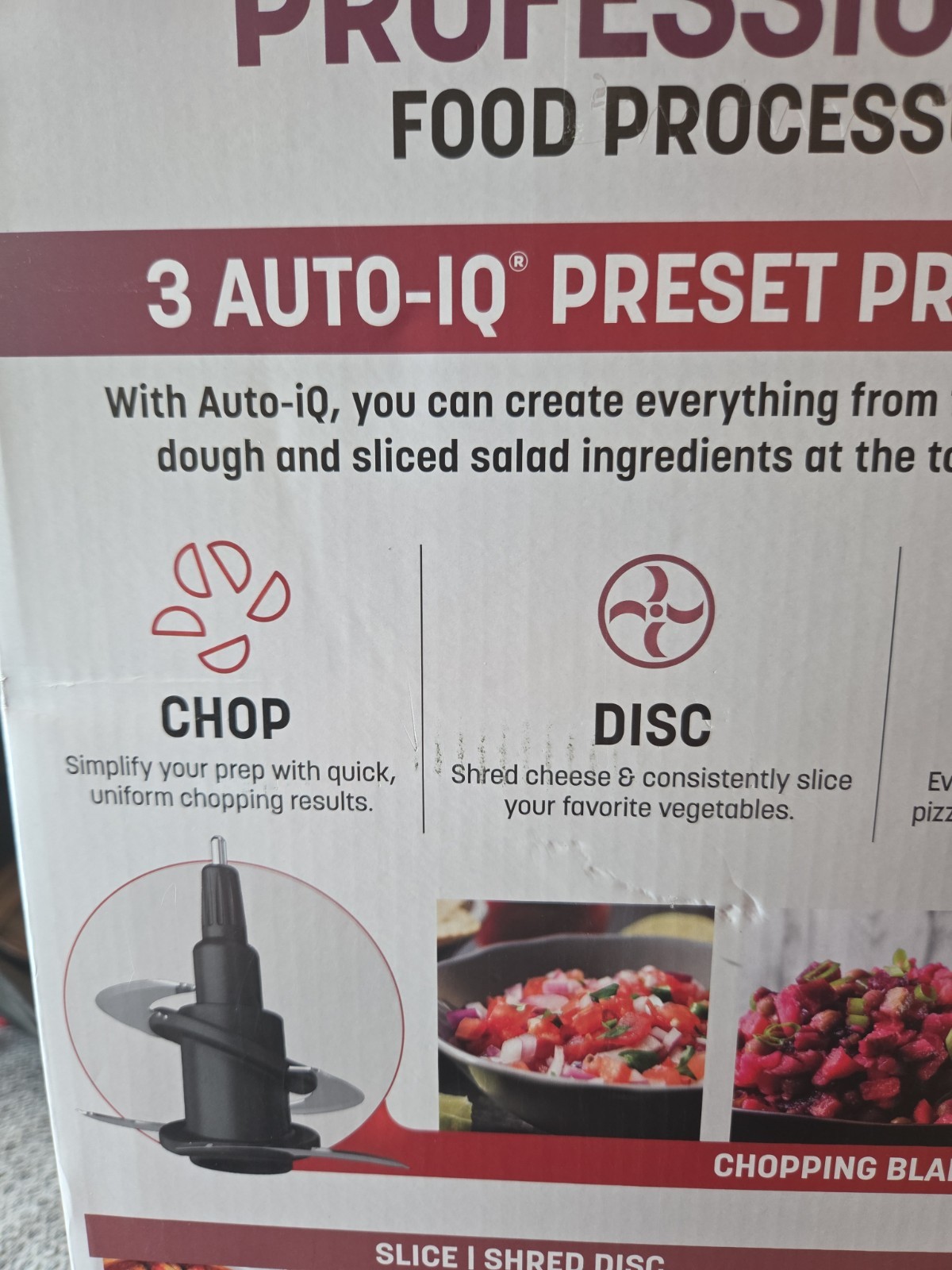 New Ninja Professional Food Processor 3-Auto-IQ 9-Cup Capacity Chop/Disc/Dough
