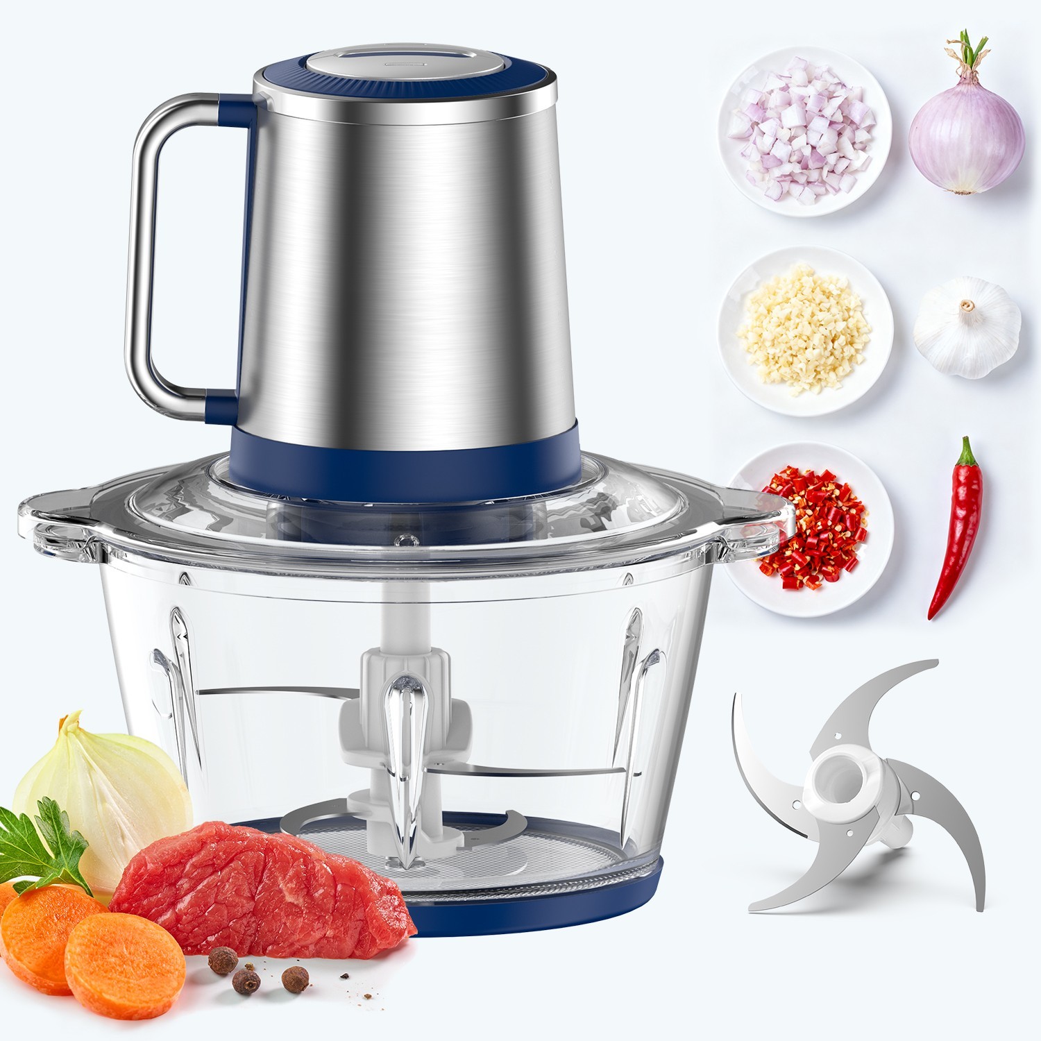 KOIOS Electric Food Vege Chopper Food Processor Kitchen Meat Grinder Mixer 2L