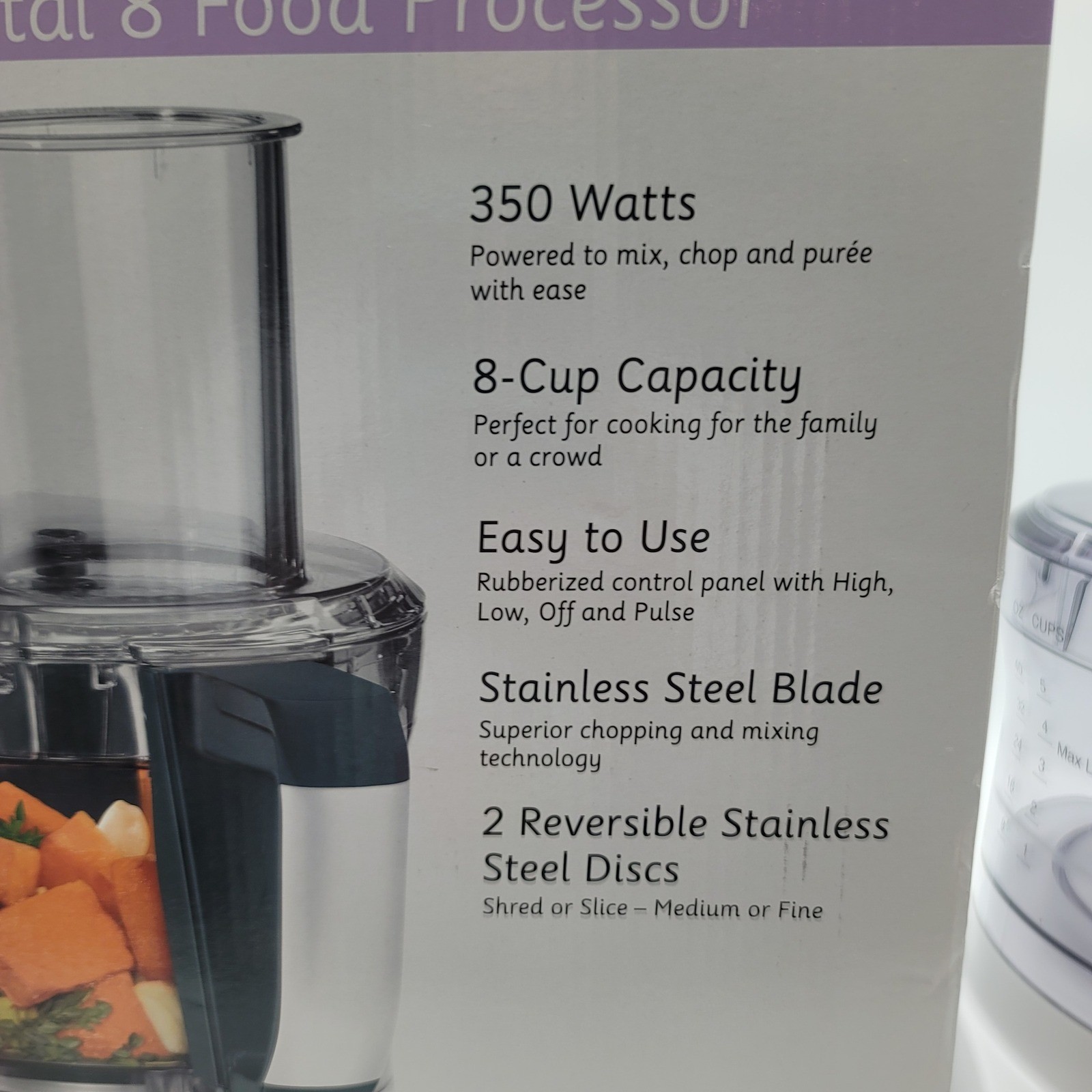 Cuisinart Elemental 8 Cup Food Processor White FP-8 350W with Accessories Box