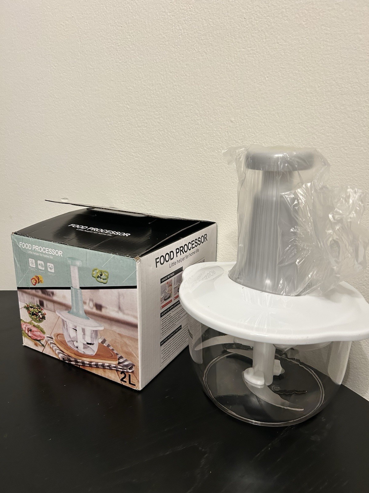 Manual Food Processor 2L White Gray Plastic Chopper for Vegetables Fruit