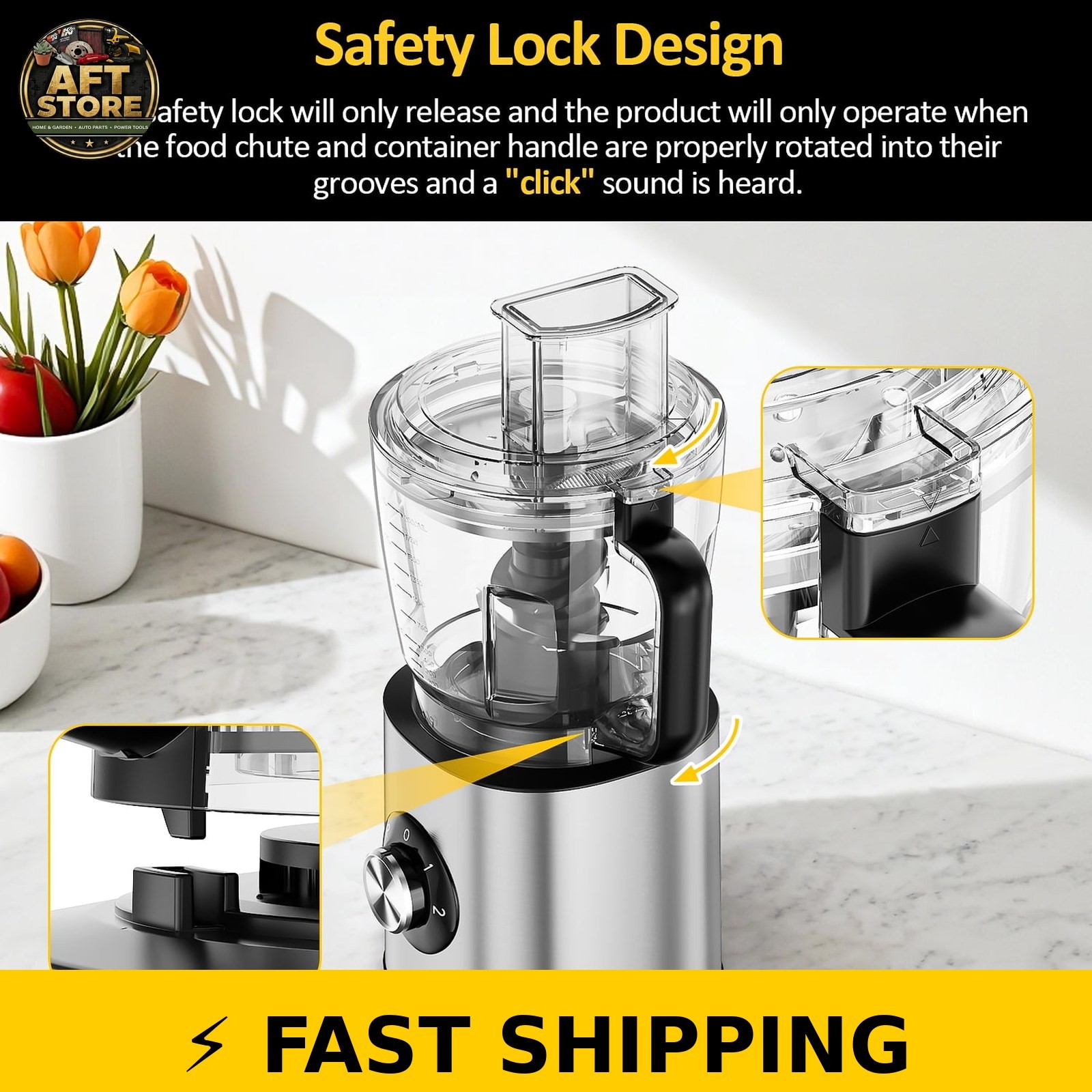 TINANA 6-in-1 Food Processor 10 Cup 1000W Electric Chopper