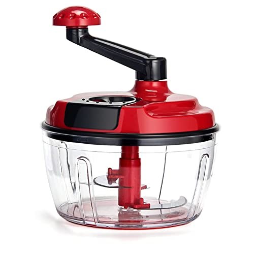 Multi-Functional Manual Food Processor,8 Cup Hand-powered Crank Red