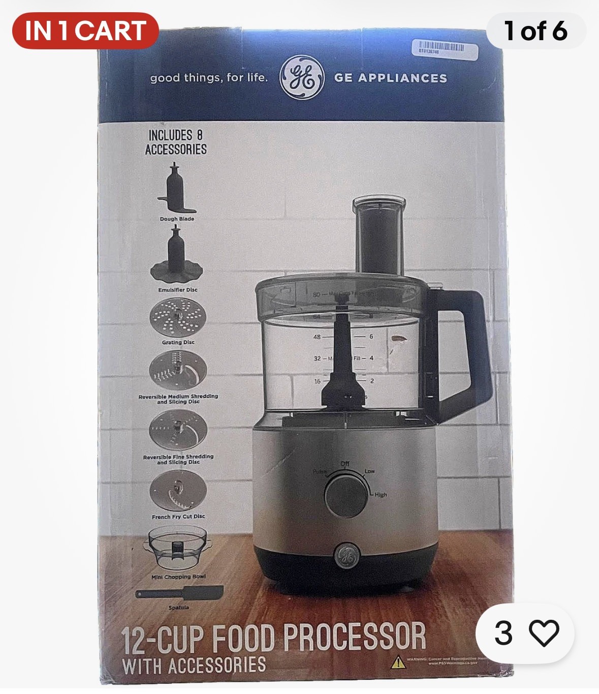 GE Food Processor 12 Cup 550 watt motor New open box