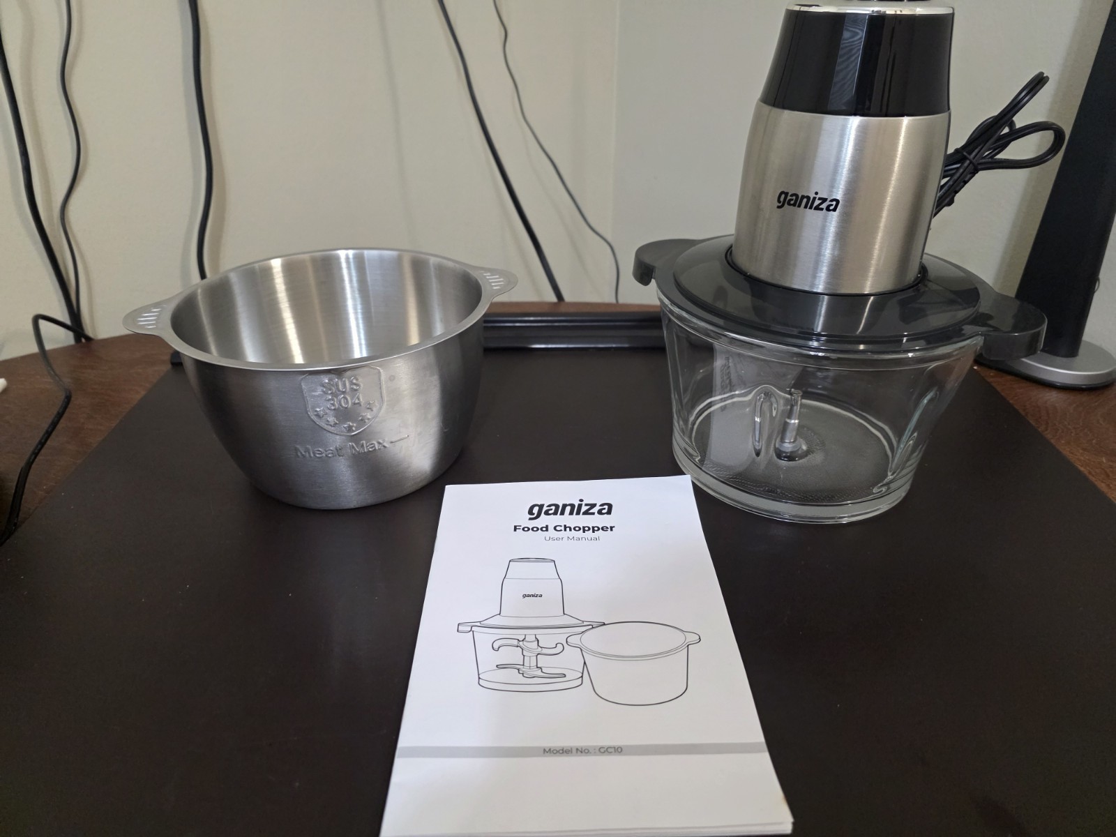 ganiza Electric Mini Food Processor Glass & Stainless Steel Bowls Chopper