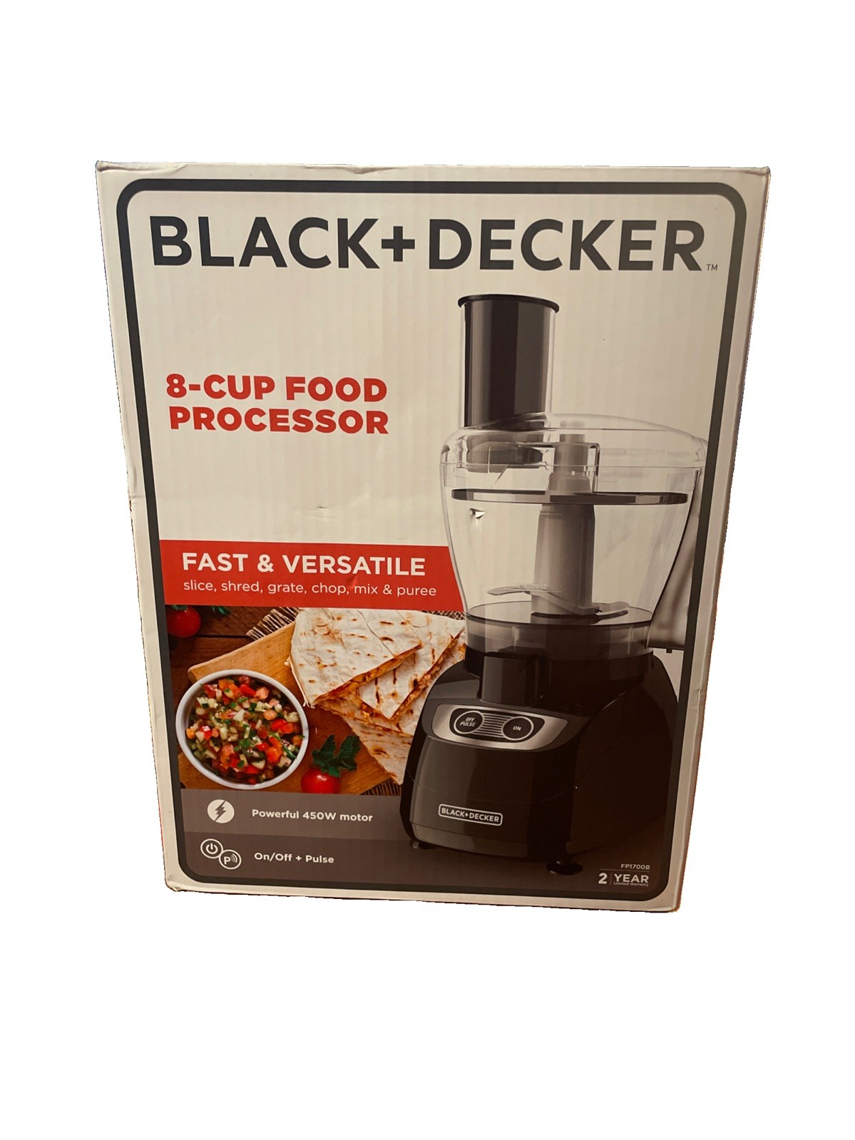BLACK + DECKER 8 Cup Food Processor 450w FP1700B Pulse – Slice Shred Chop Mix