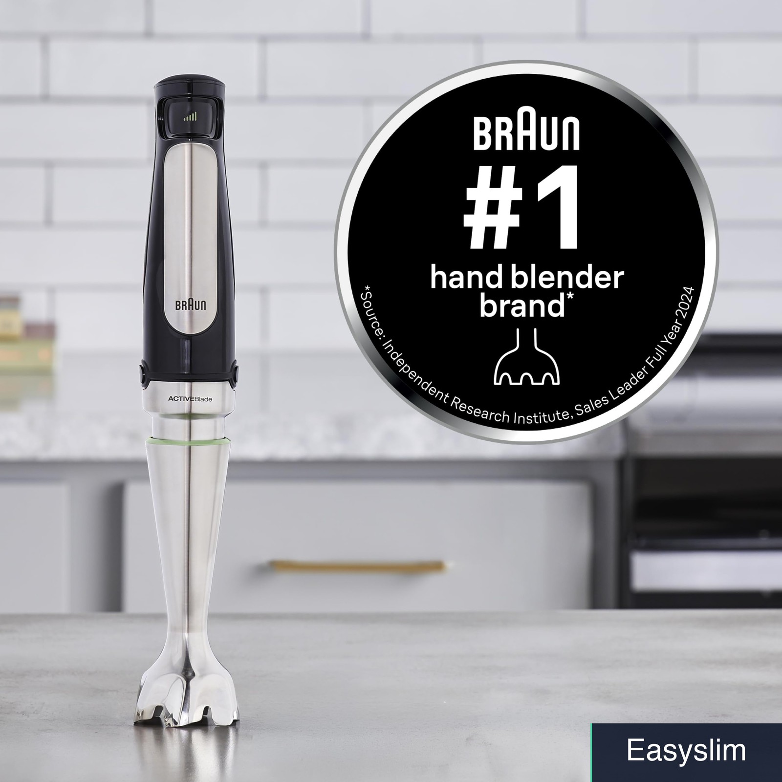 Immersion Hand Blender 500W 3-in-1 Food Processor Stainless Black