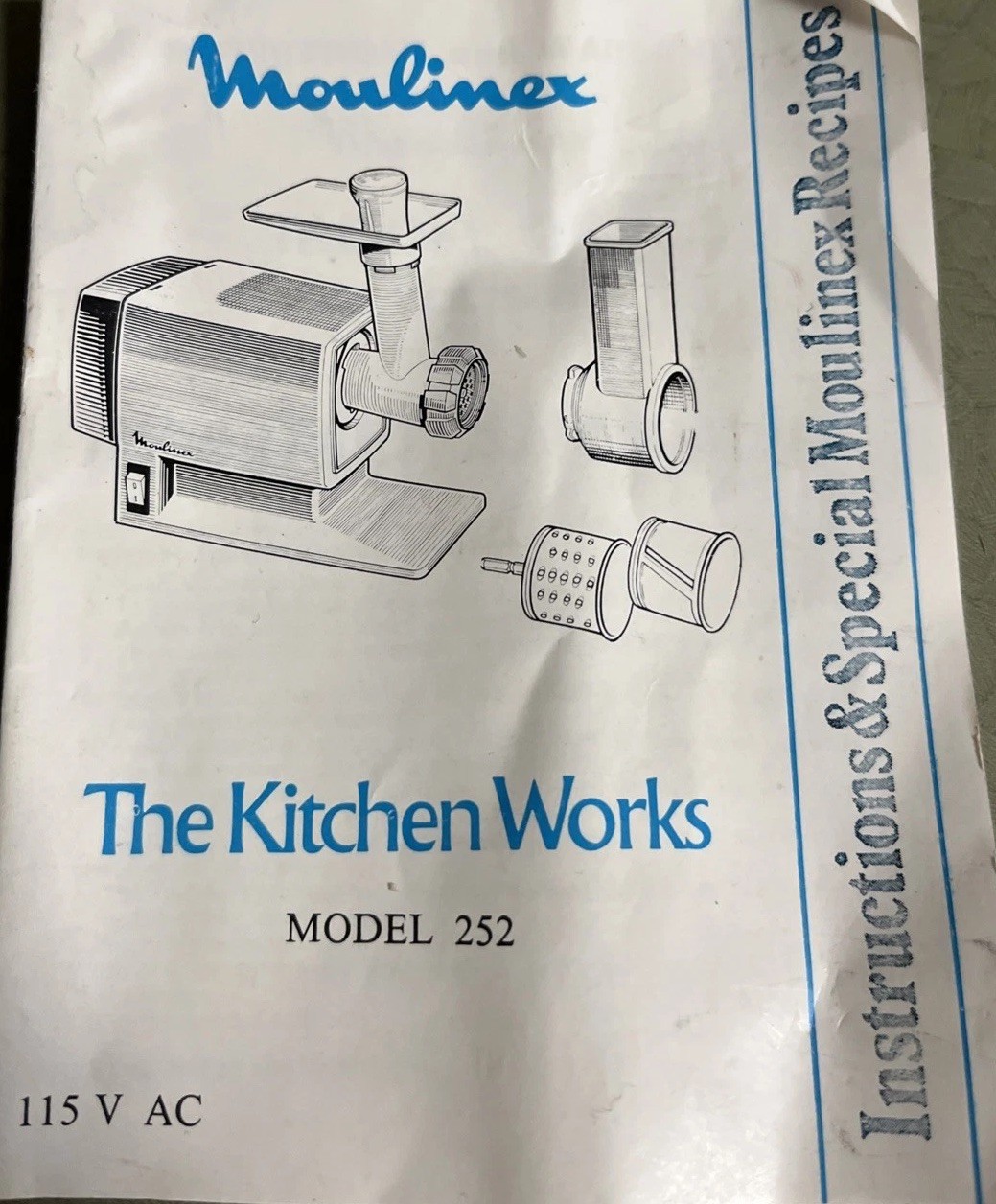 Vtg Tupperware Moulinex The Kitchen Works Model 252 Meat Grinder, Shredder WORKS