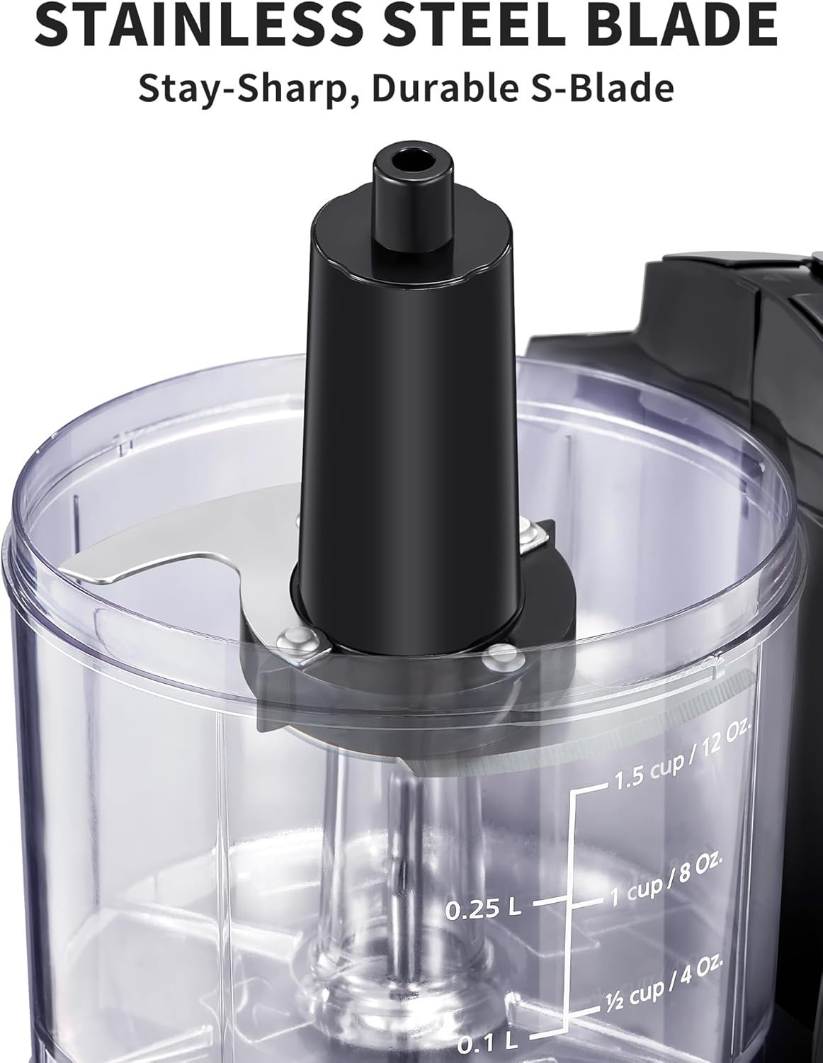 Picadora eléctrica de alimentos de 1,5 tazas con función de un solo toque, 100 W