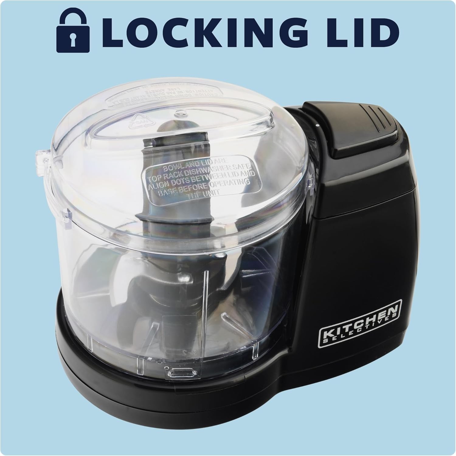 Mini Electric Food Chopper for Kitchen -Chops, Minces & Dices -1-1/2 Cups, Black