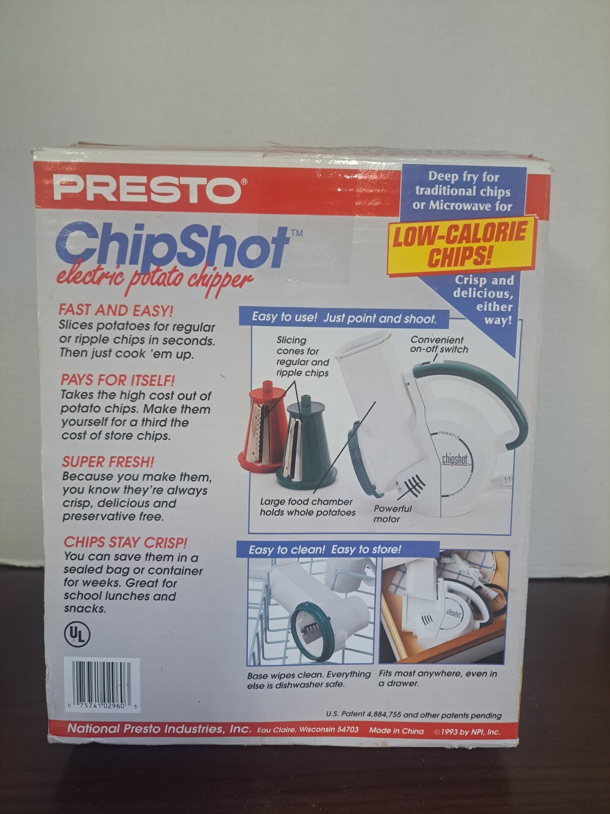 Vintage 1993 Presto Chip Shot Electric Potato Chipper