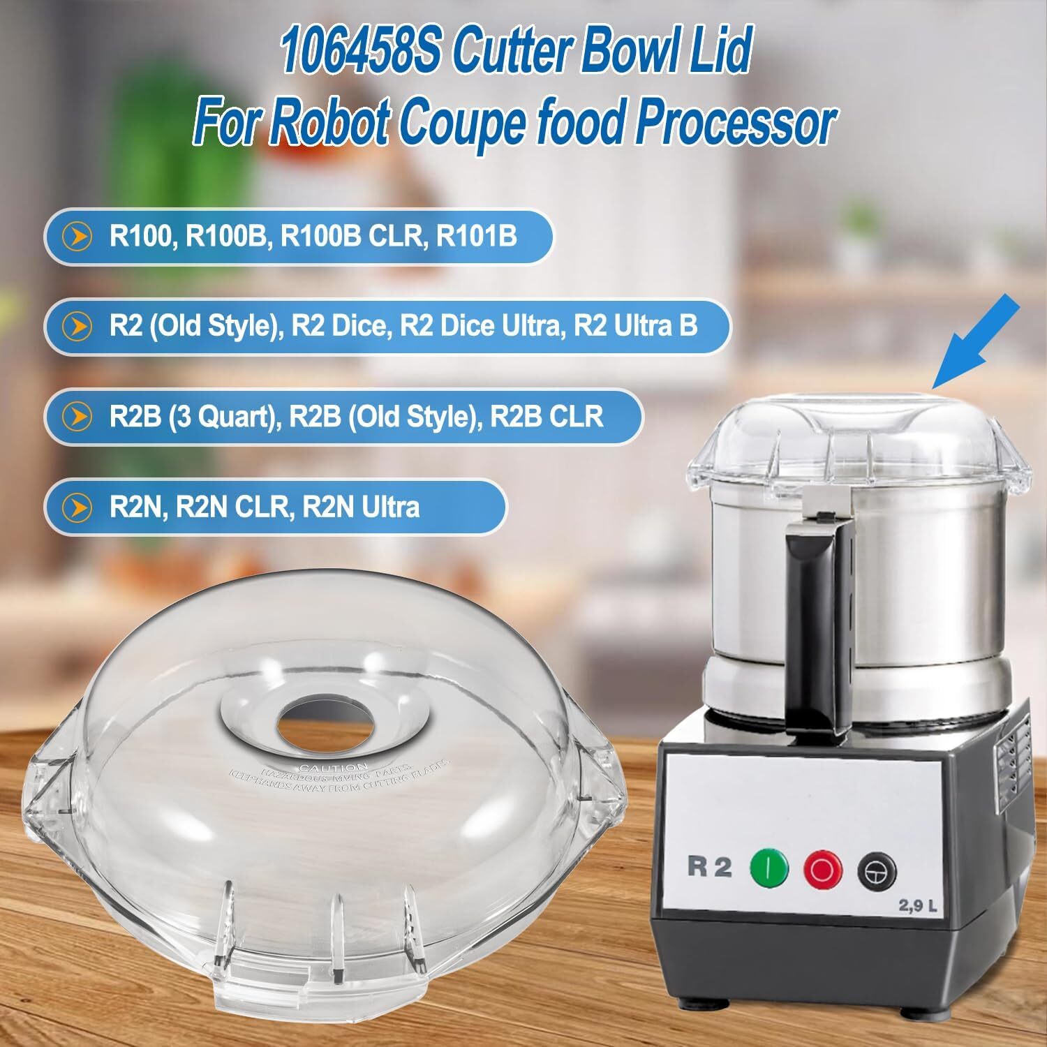 Cutter Bowl Lid for Robot Coupe R100B, R100BCLR, R101B, R2, R2B, R2U 106458S