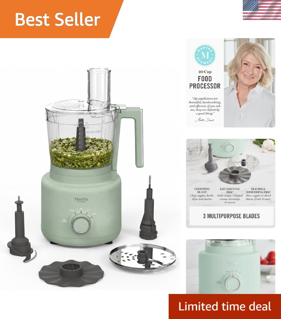 10-Cup Electric Food Processor for Versatile Chopping & Slicing – Honeydew Green