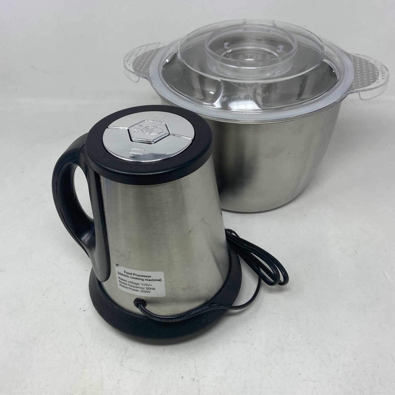 SPZTJK 300W 3-Speed Food Processor, 2L Stainless Steel, Silver/Black