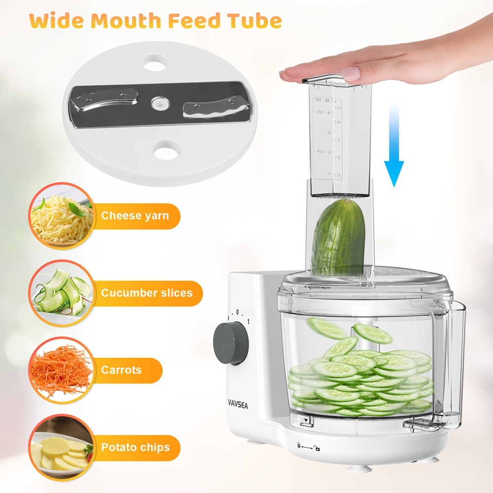 VAVSEA 6-Cup Food Processor Vegetable Chopper BPA Free Stainless Steel Blades W