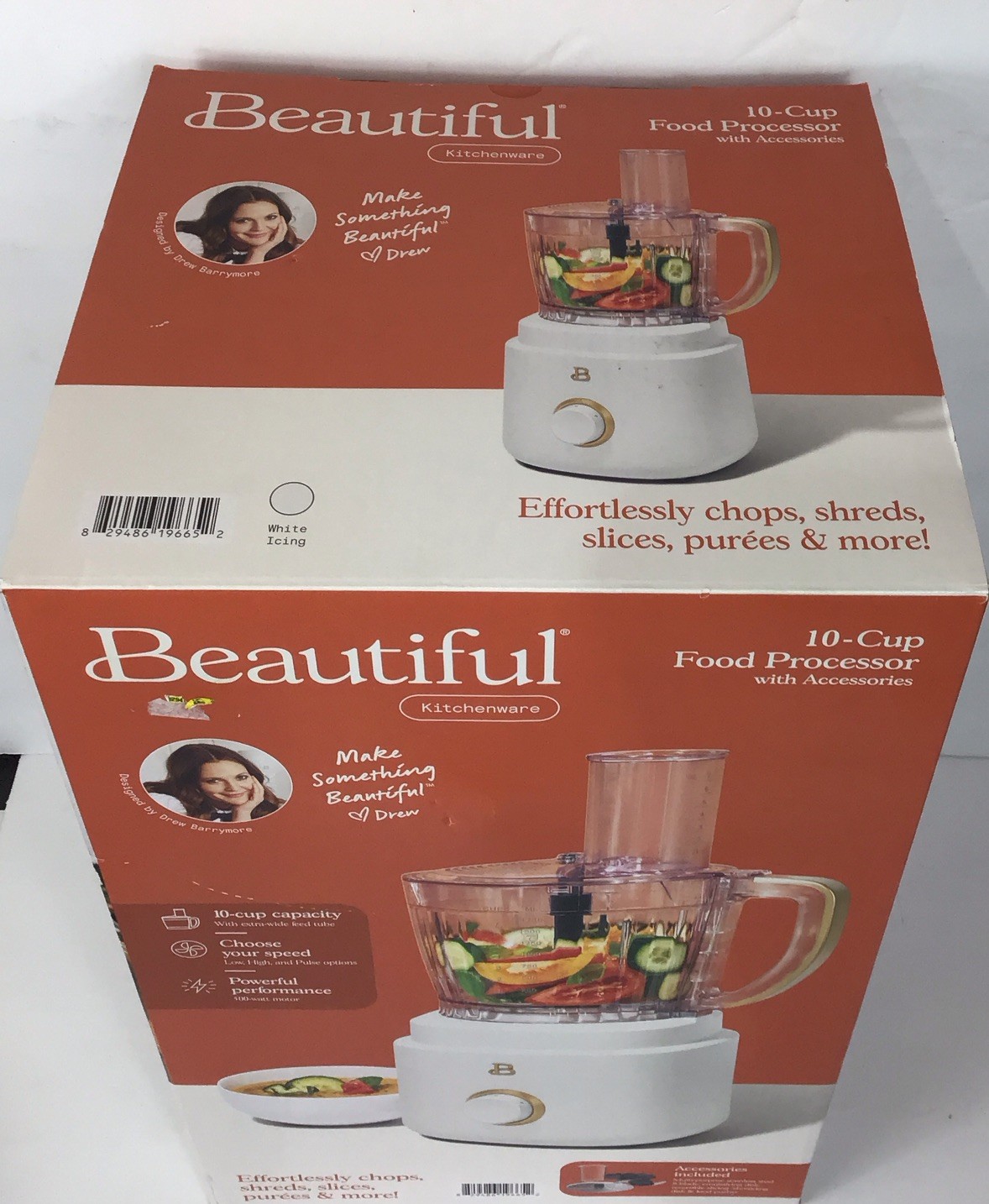 10-Cup Food Processor with Accessories, White Icing by Drew Barrymore