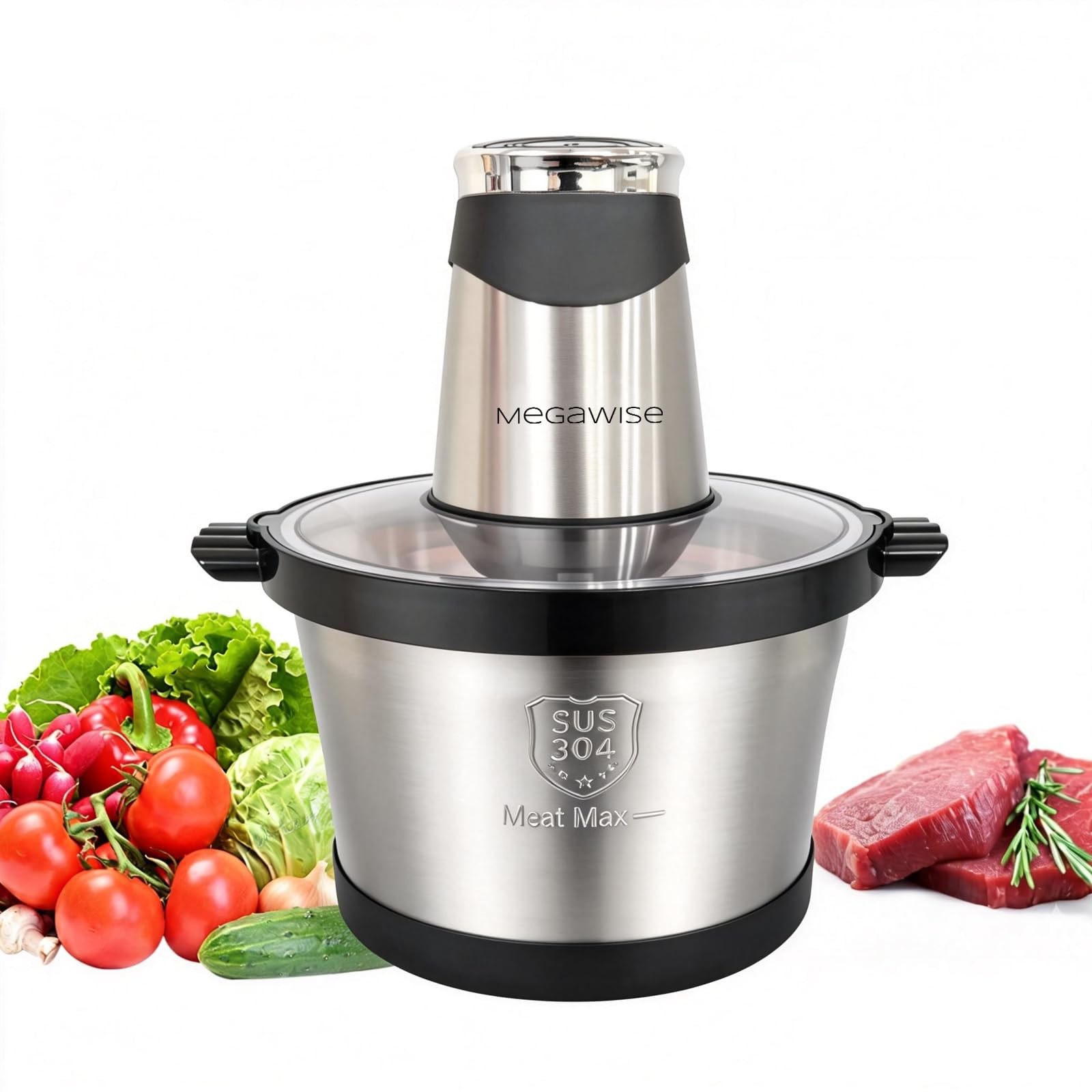 Electric Food Processor, 1000W Meat Grinder & Vegetable Chopper with 6L 304# …