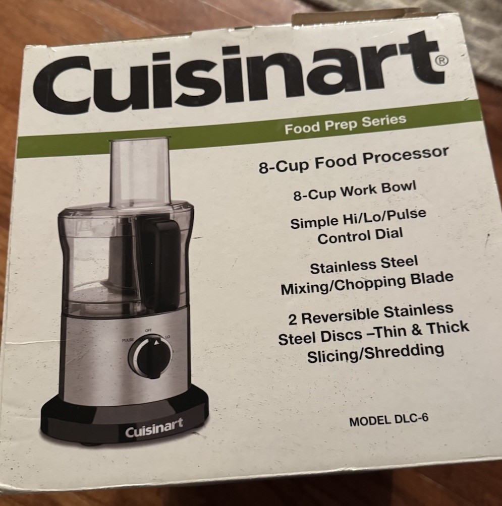 Cuisinart DLC-6 8-Cup Food Processor Stainless Steel Slice Shred Mix Chop