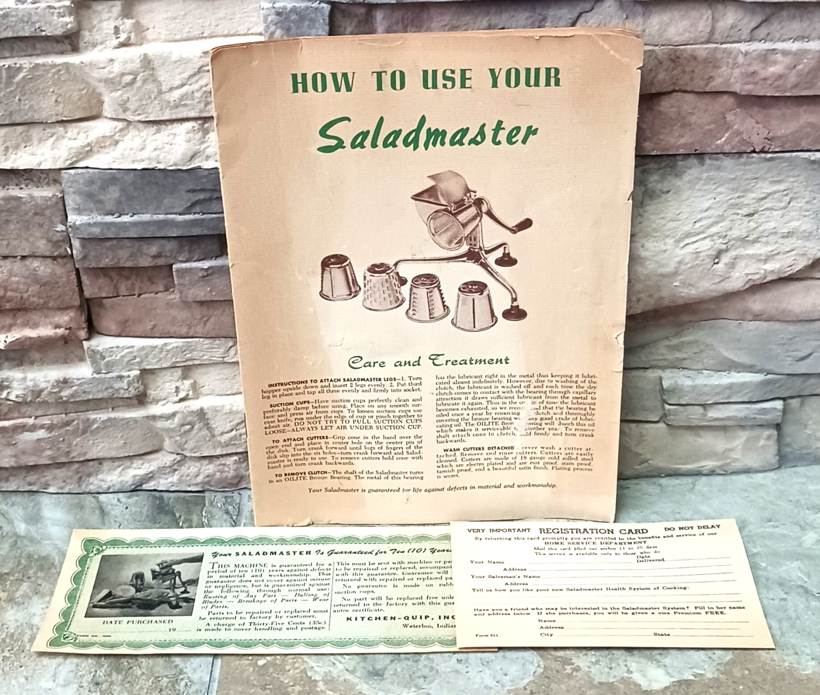 Vintage Saladmaster Food Processor * 5 Stainless Steel Cones * Manual * Guard