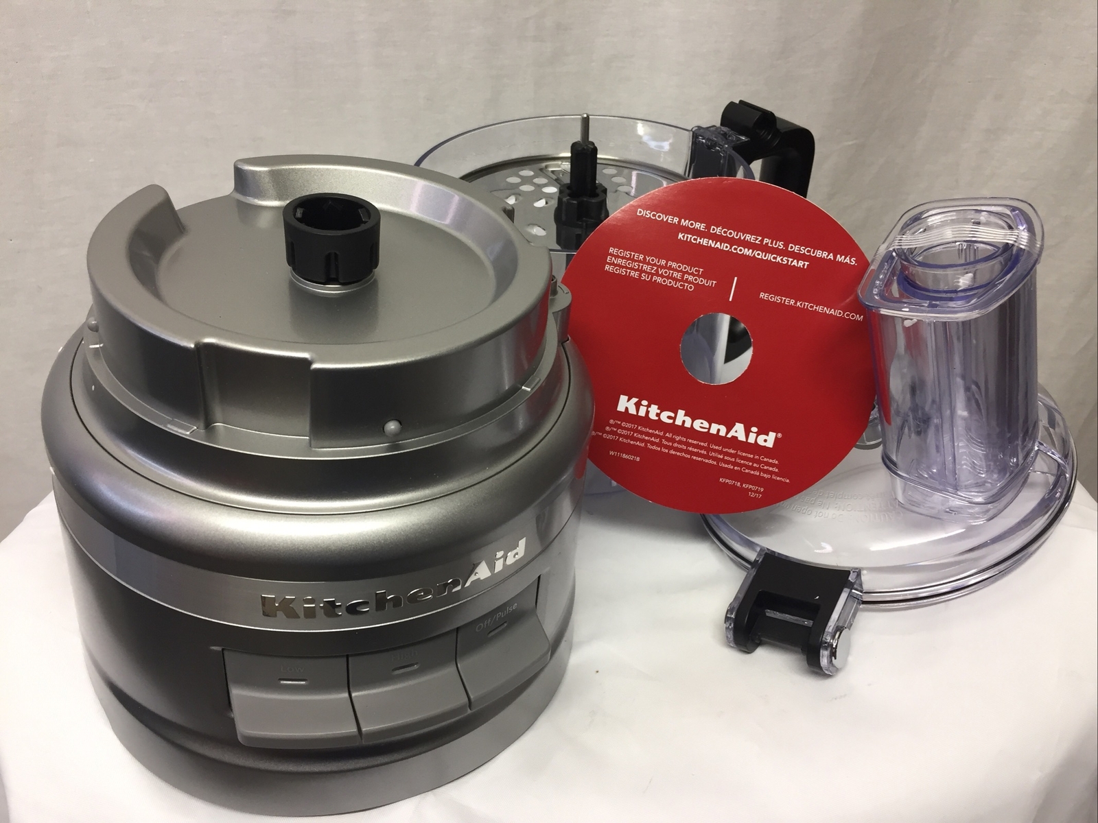 KitchenAid 7 Cup 3 Speed Food Processor and Veggie Chopper, Silver (Open Box)